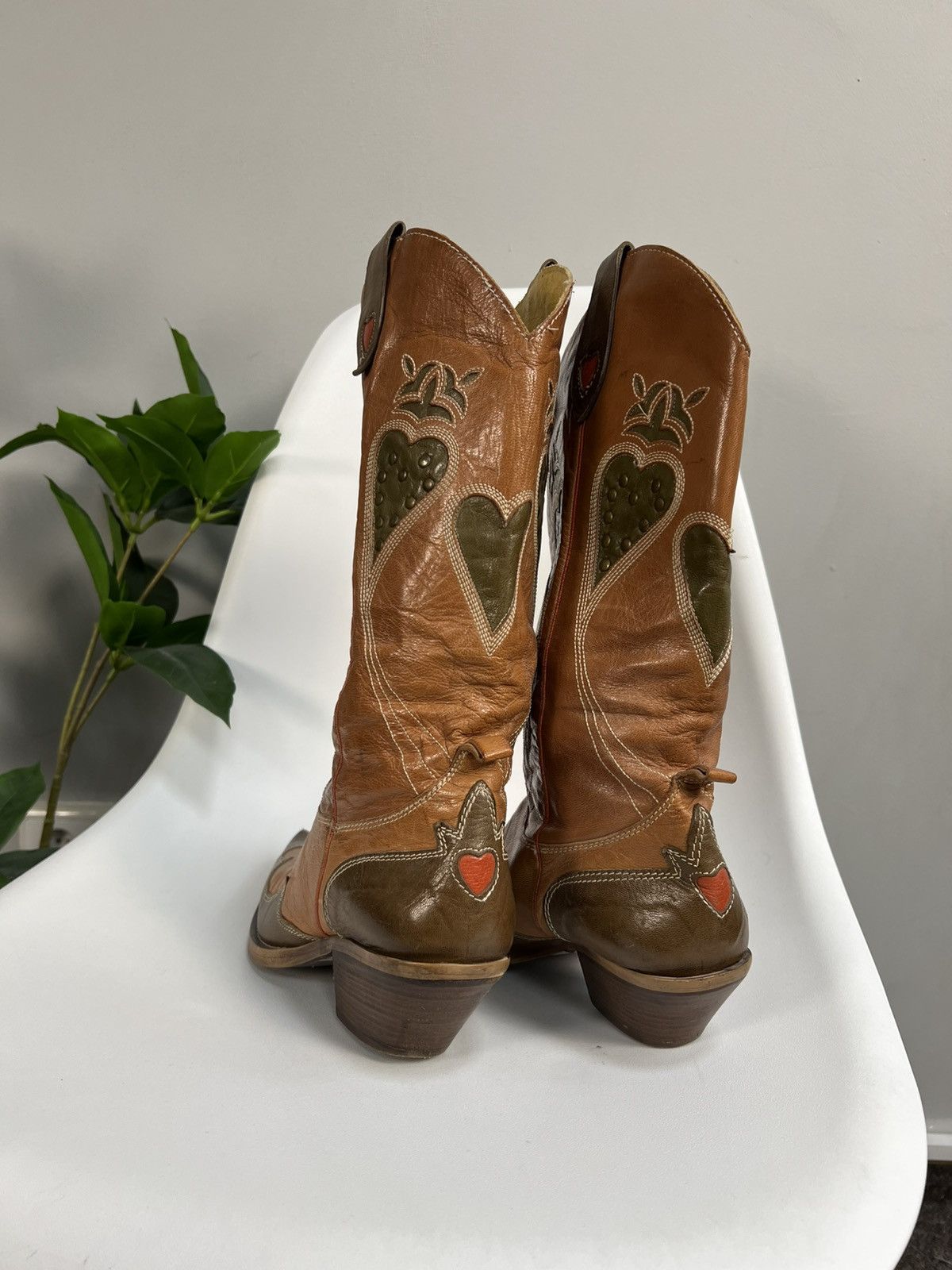 Cowboy Equipment × Leather × Vintage Vintage brown cowboy boots rare Size US 7 / IT 37 - 13 Thumbnail