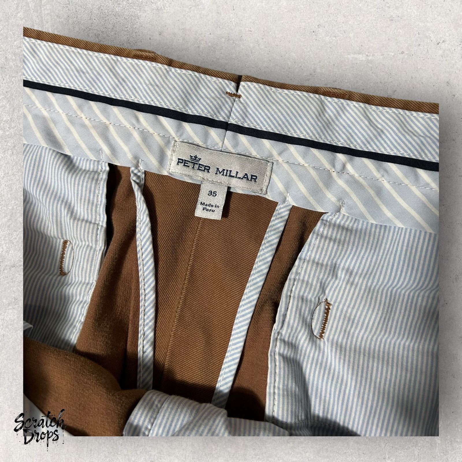 Peter Millar Peter Millar Men's Brown Chino Pants Size 35 Casual Trousers Size US 35 - 2 Thumbnail