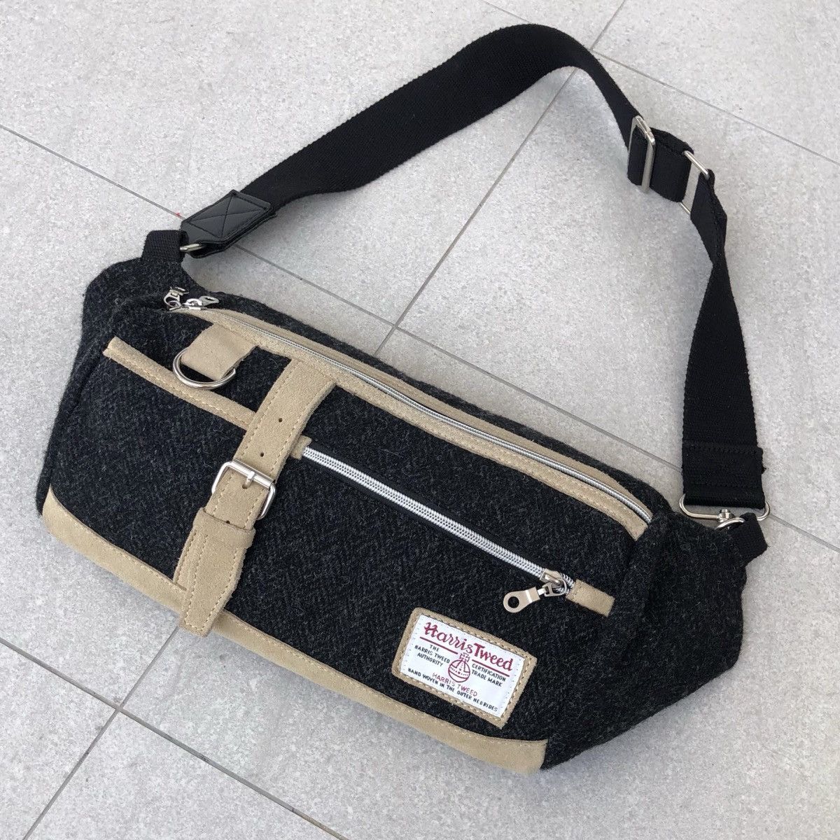 Boycott Boycott x Harris Tweed Mix Leather Wool Cross Body Bag Size ONE SIZE - 10 Thumbnail