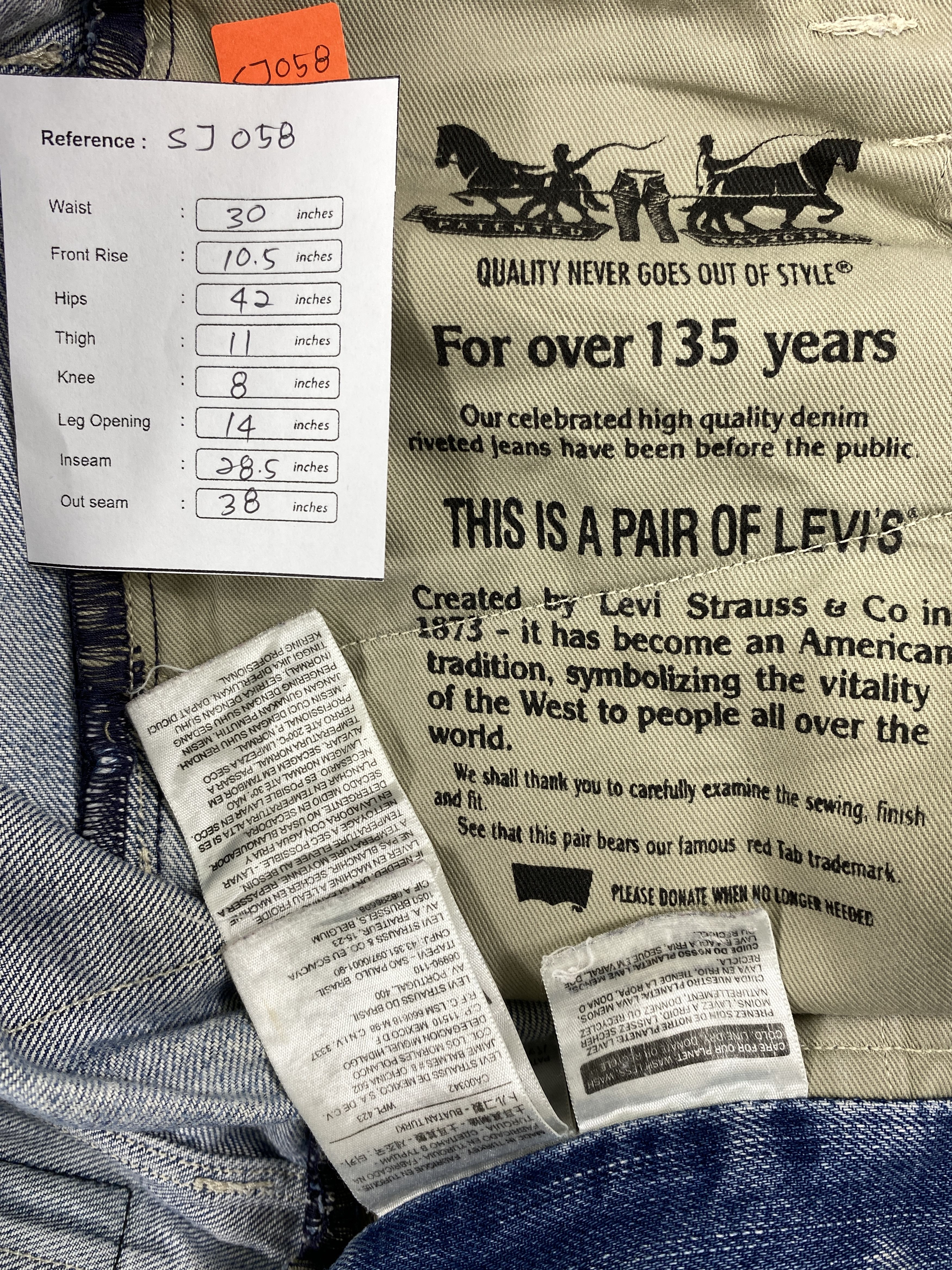 Levi's Blue Wash Vintage Levi's Jeans 30x28.5 Denim -SJ058 Size US 30 / EU 46 - 8 Thumbnail