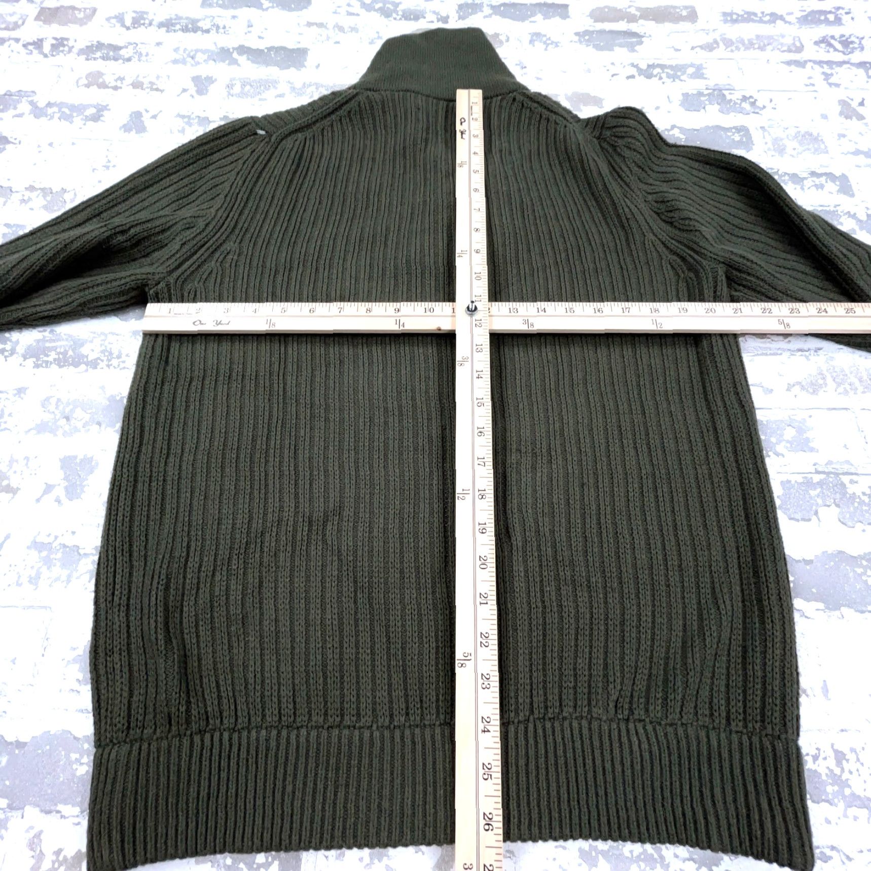 Olive VINTAGE Duluth Men’s Heavy Knit Shawl Collar Sweater Olive Green All Seasons Casual M Size US M / EU 48-50 / 2 - 6 Thumbnail