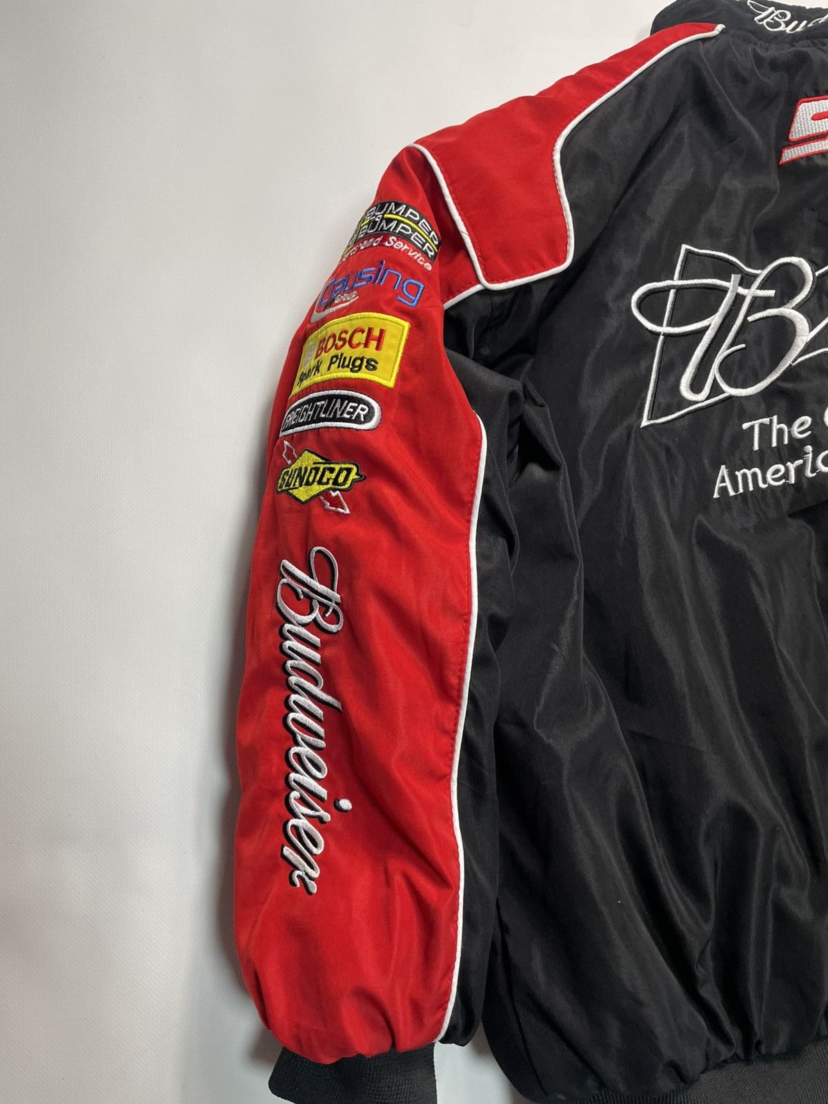 NASCAR VTG Dodge Budweiser NASCAR Bmbr Jkt Siemens Y2K Blokecore Size US XL / EU 56 / 4 - 10 Thumbnail