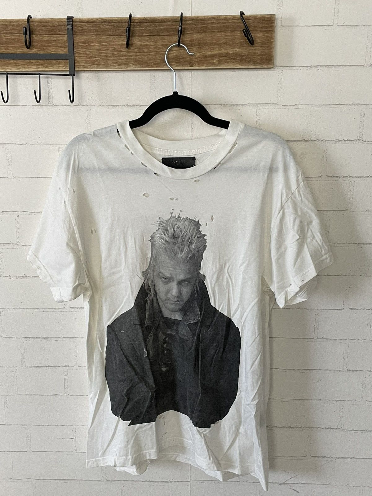 image of Amiri The Lost Boys Distressed T-Shirt in White, Men's (Size XS)