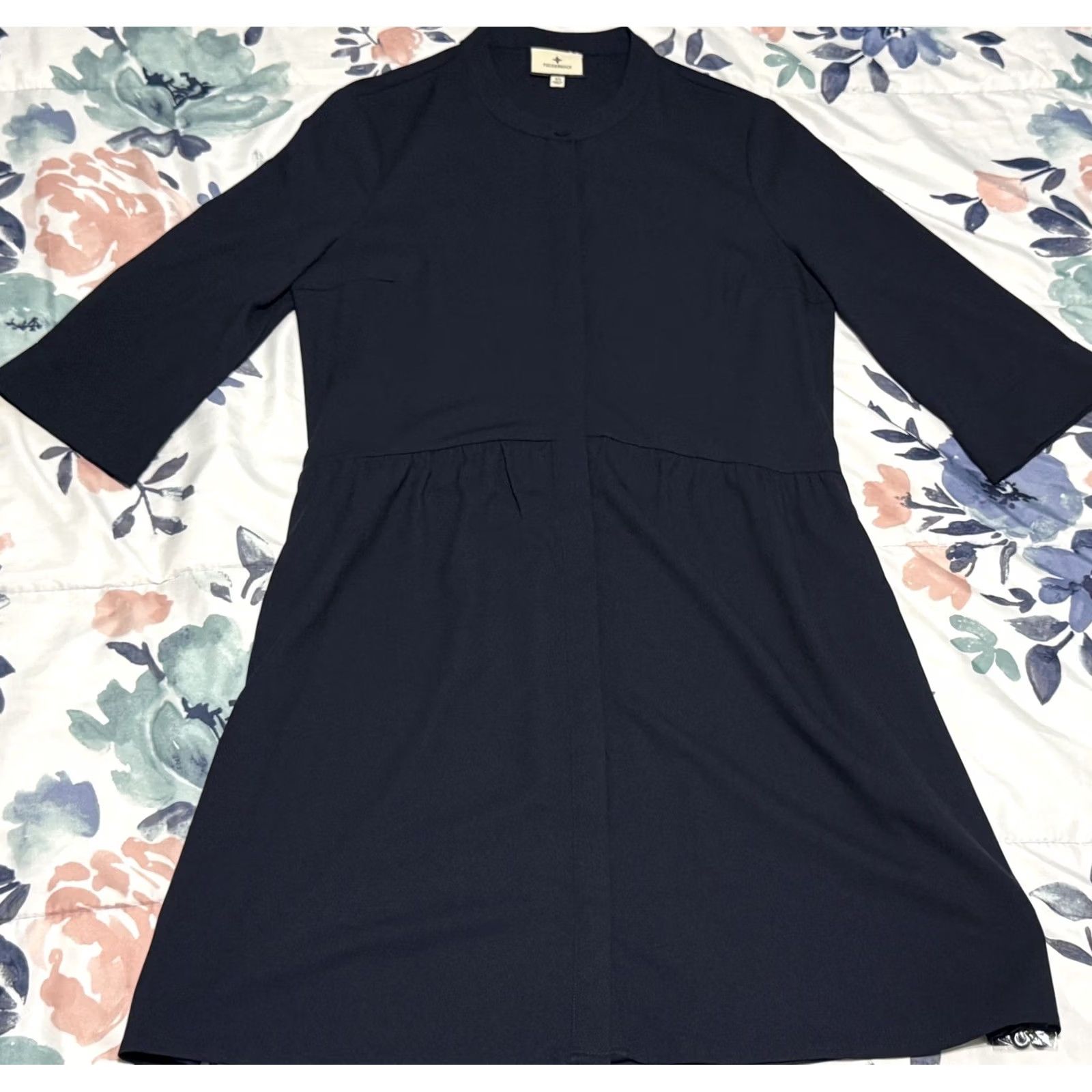 Vintage Tuckernuck Shirt Dress XS Navy Crepe Royal A-Line Women XS Blue Size XS / US 0-2 / IT 36-38 - 3 Thumbnail
