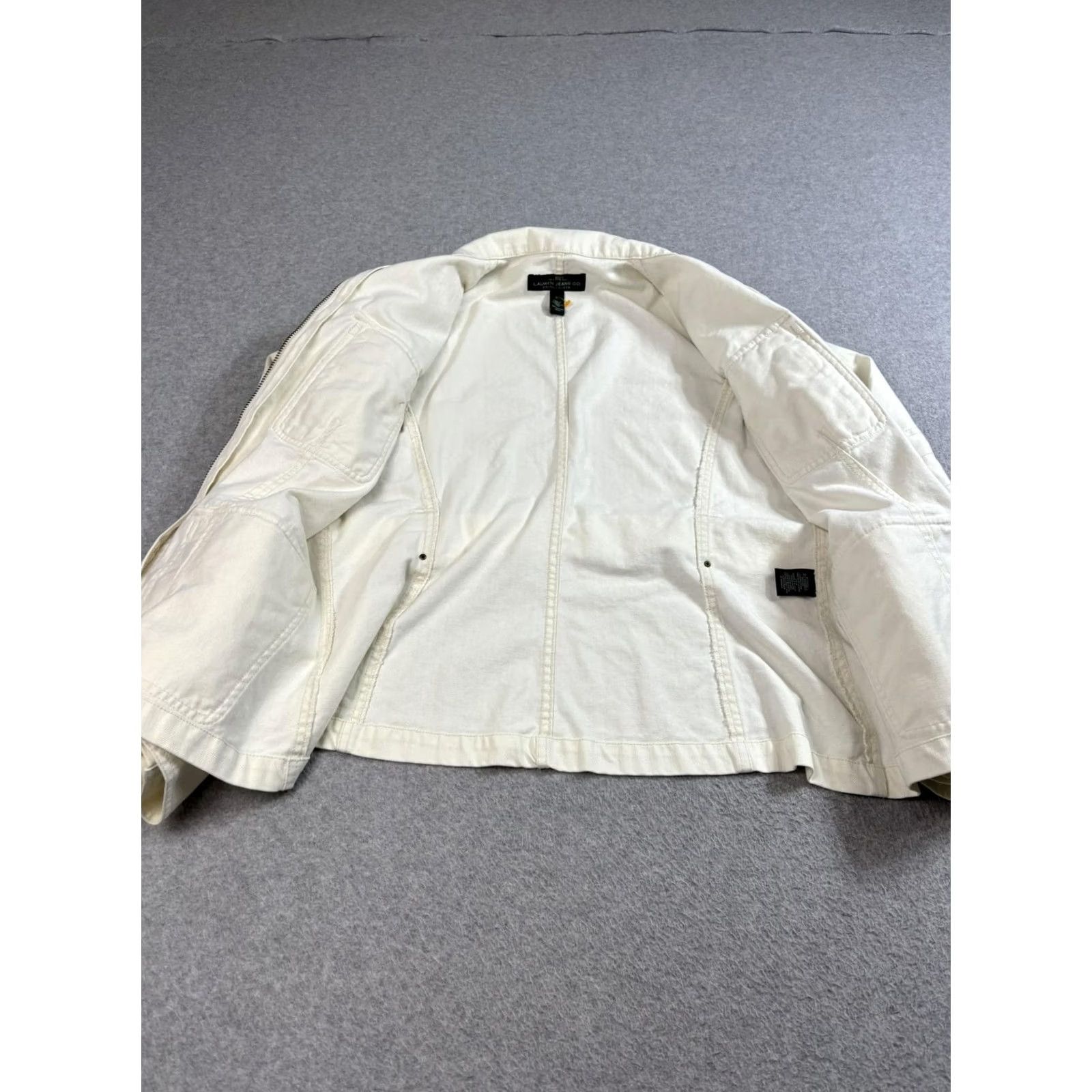 Ralph Lauren Lauren Ralph Lauren Jacket Womens Large White Belted Utility Boho 90s Denim Cotton Pockets Jacket Coat Size L / US 10 / IT 46 - 5 Thumbnail