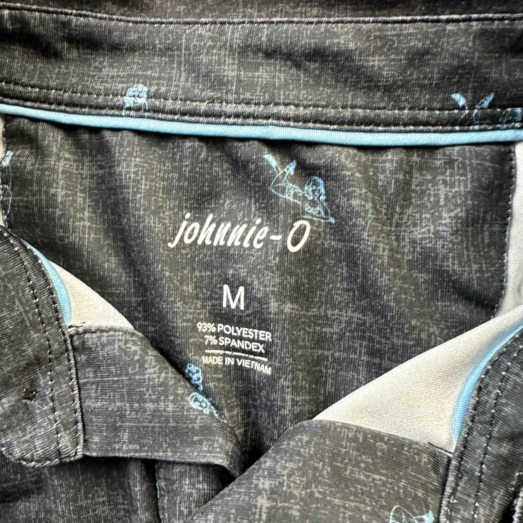 johnnie-O Johnnie-O Polo Shirt Mens M Black Blue All Over Print Golf Performance Shirt Size US M / EU 48-50 / 2 - 5 Thumbnail