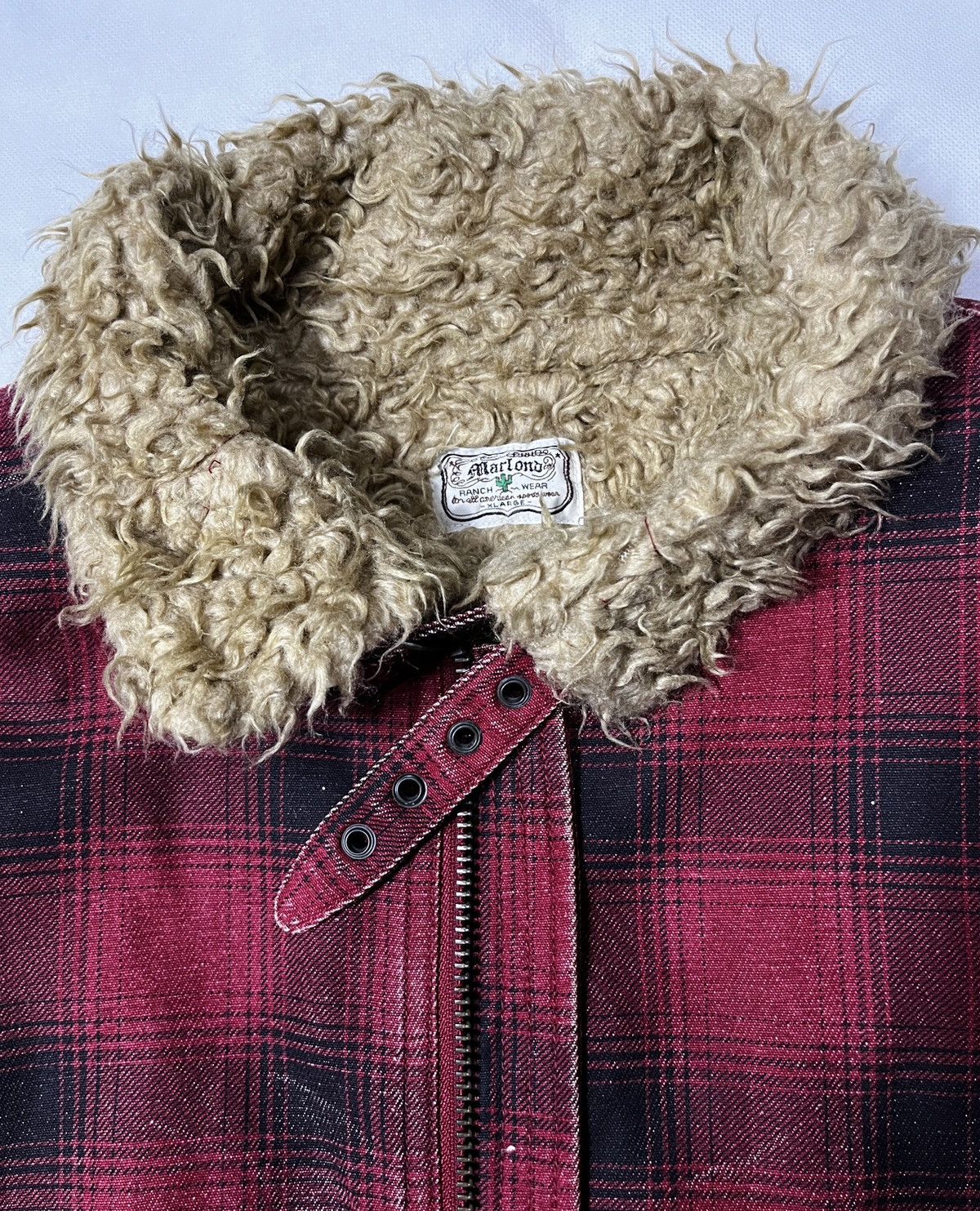 Japanese Brand MARIOND SUN FADED PLAID FAUX FUR ZIP JACKET Size US L / EU 52-54 / 3 - 7 Thumbnail