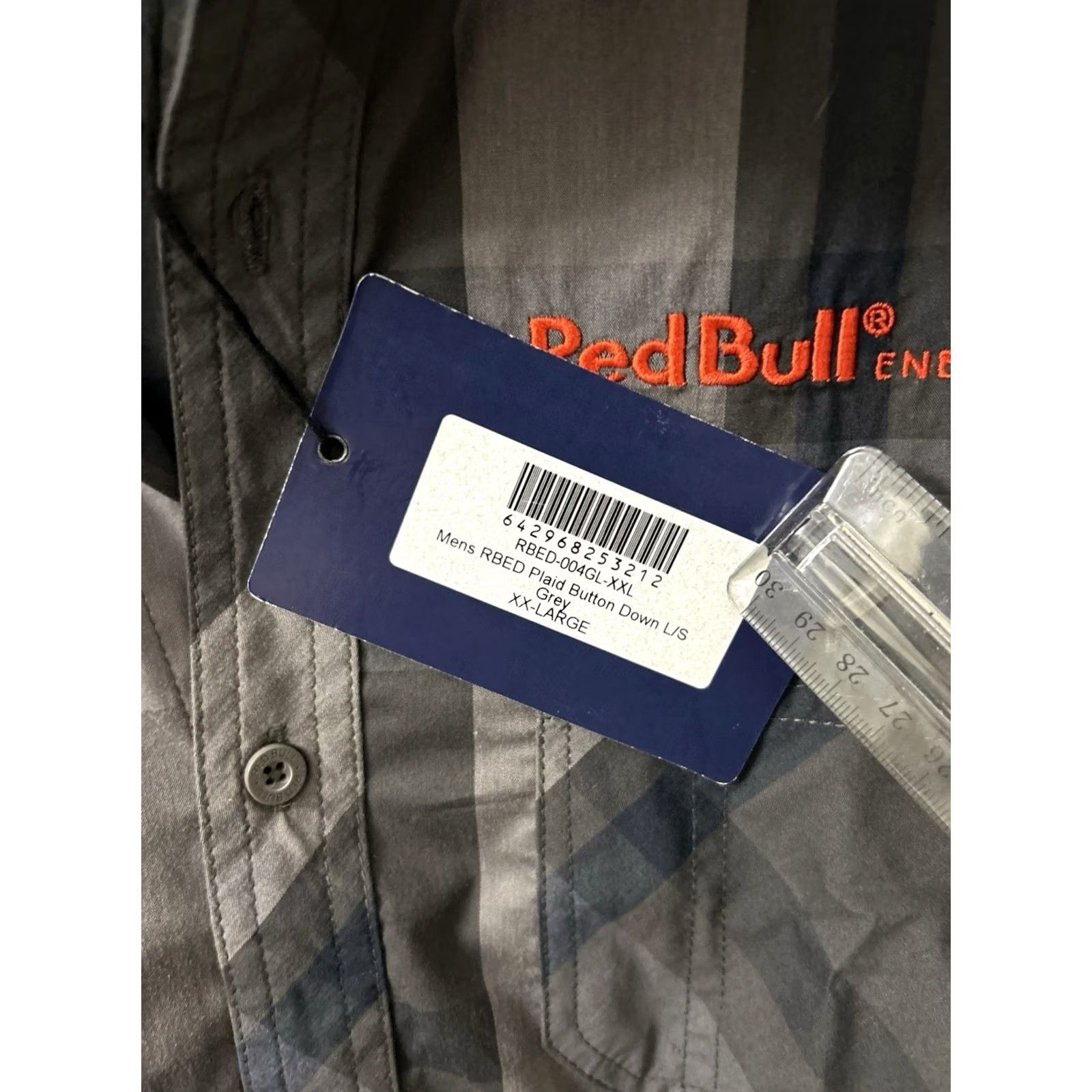 Vintage Red Bull Shirt Mens 2XL Gray Plaid Button-Down Long Sleeve NWT Size US XXL / EU 58 / 5 - 6 Thumbnail