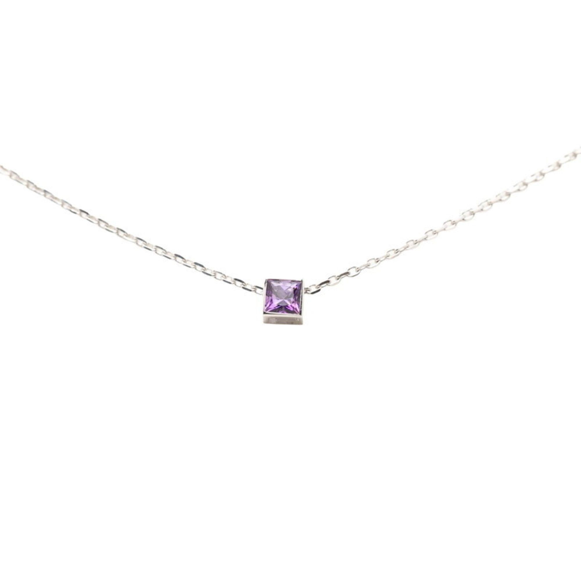 Gucci Gucci Silver 18K White Gold Amethyst Cube Logo Pendant Necklace for Women Size ONE SIZE - 1 Thumbnail