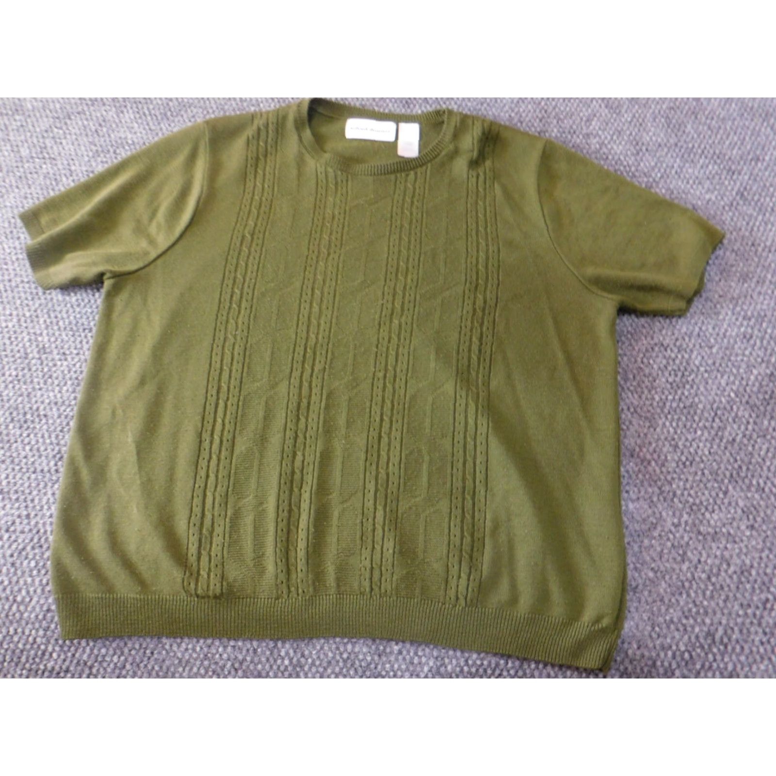 Vintage Alfred Dunner Womens Sweater L Green pullover acrylic knit crew neck cap sleeve button casual Size L / US 10 / IT 46 - 3 Thumbnail