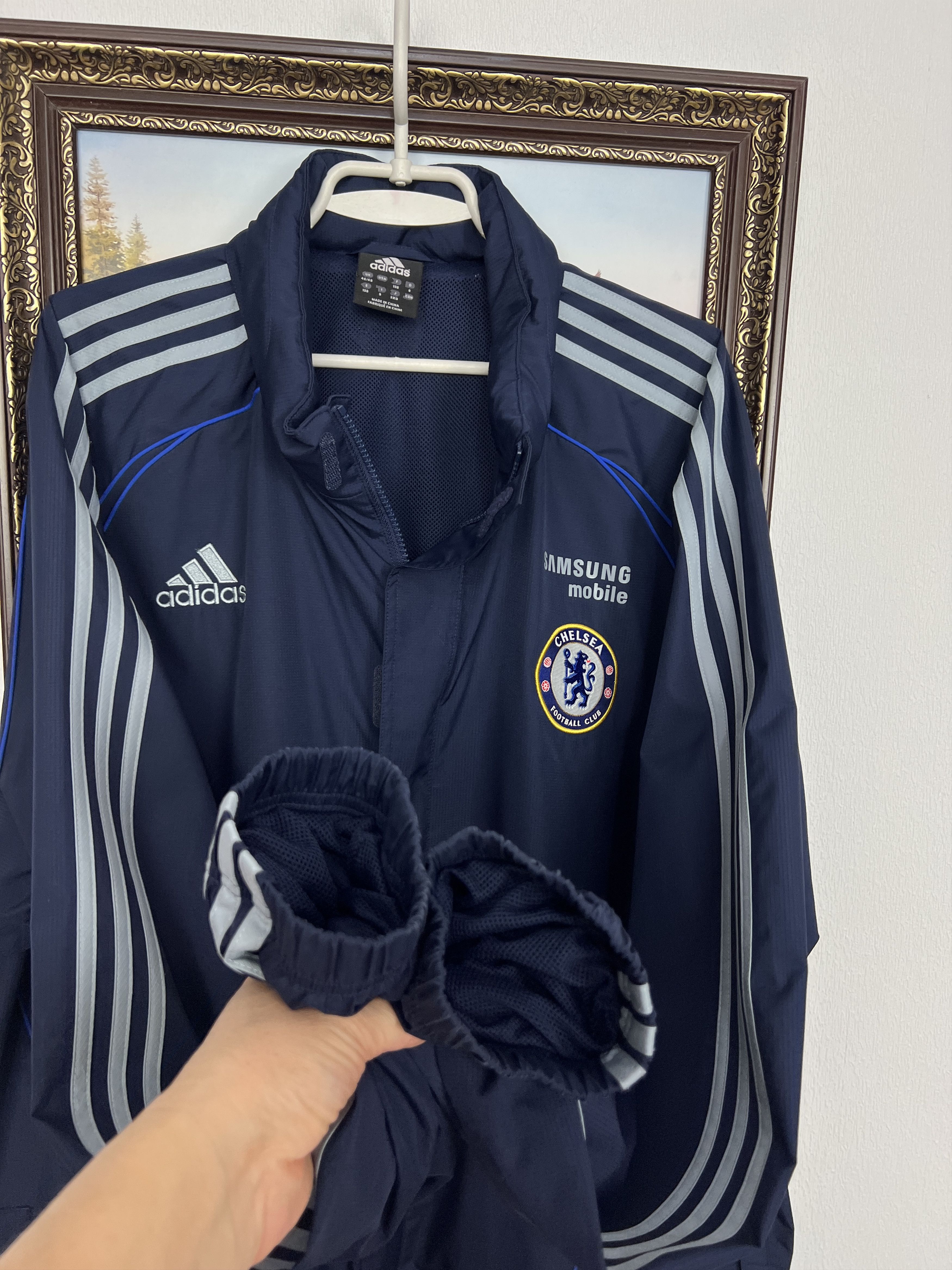 Adidas Vintage Chelsea Football Rain Hooded Jacket Soccer Track Top Size US XXL / EU 58 / 5 - 7 Thumbnail