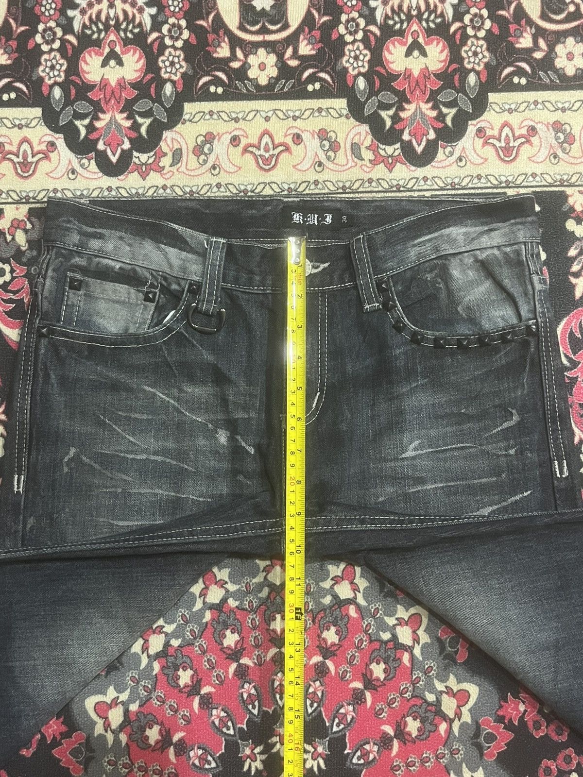 Le Grande Bleu (L.G.B.) Japan Kyohei Dark Washed Studded Pocket Slim Straight Jeans Size US 34 / EU 50 - 12 Thumbnail