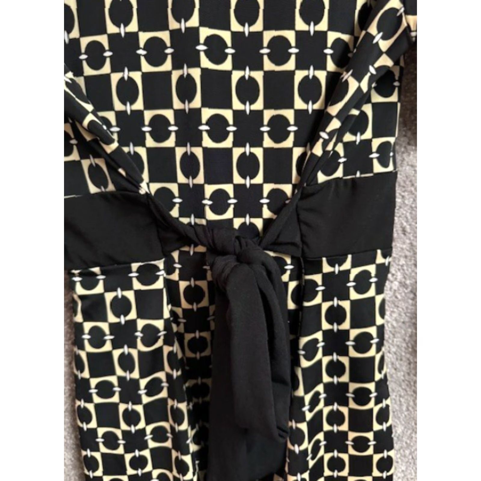 Vintage VINTAGE Blouse Tunic Geometric Buckle Belted Office 70s 90s Groovy JTB Women M Black Womens Size M / US 6-8 / IT 42-44 - 4 Thumbnail