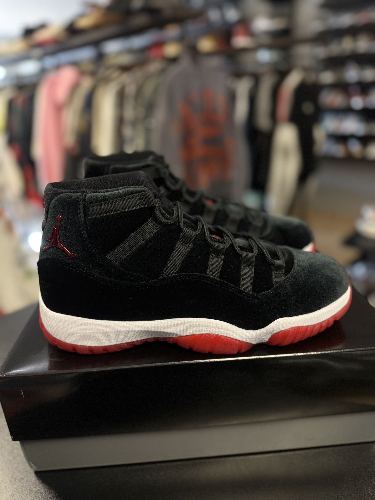 Jordan Brand × Nike Jordan 11 High Top Bred Velvet Women’s Size 12/10.5M NEW Size US 10.5 / EU 43-44 - 1 Thumbnail