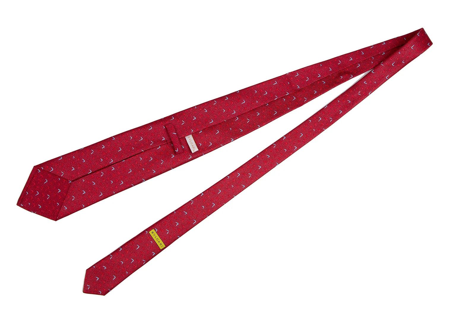 Bvlgari Silk U-Shape Pattern Tie in Red Size ONE SIZE - 4 Thumbnail