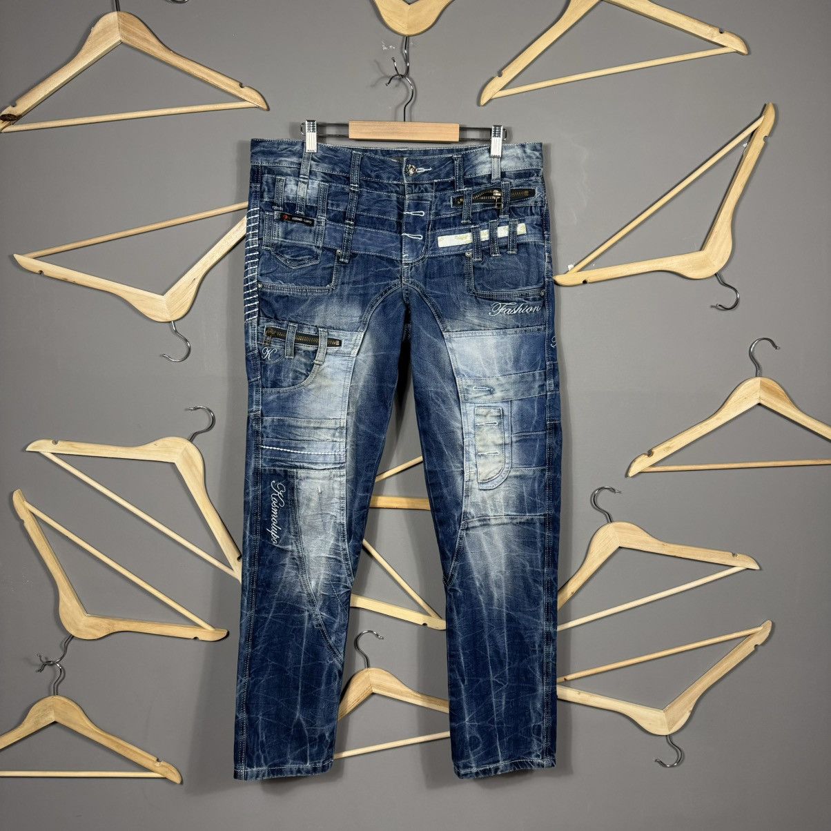 Japanese Brand Kosmo Lupo Avant Garde Y2K Japanese Style Opium Jeans Size US 34 / EU 50 - 1 Thumbnail