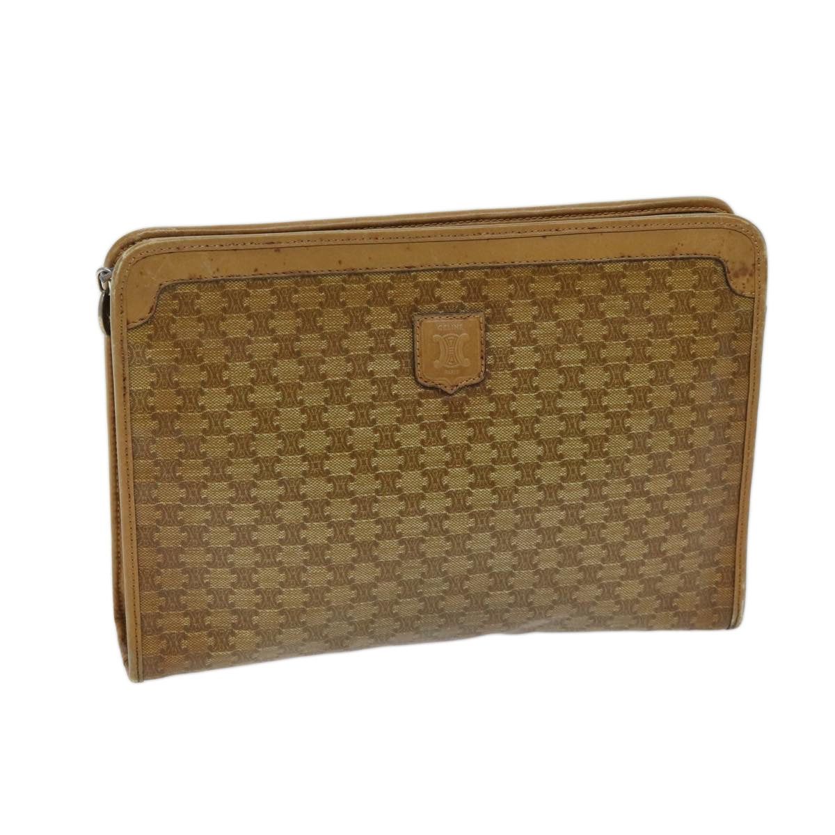 CELINE Macadam Canvas Clutch Bag Beige