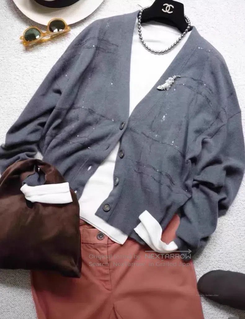Brunello Cucinelli Brunello Cucinelli 23 Year Cashmere Sequin Cardigan Jacket Size S / US 4 / IT 40 - 8 Thumbnail