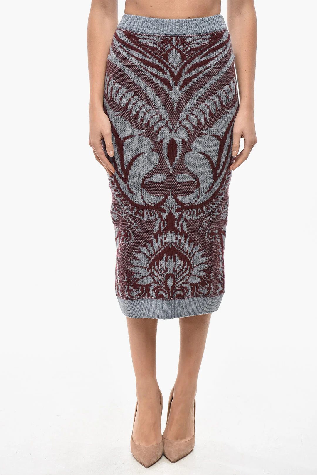 Etro og1mm0426 Wool Midi Pencil Skirt in Burgundy Size 26" / US 2 / IT 38 - 1 Thumbnail