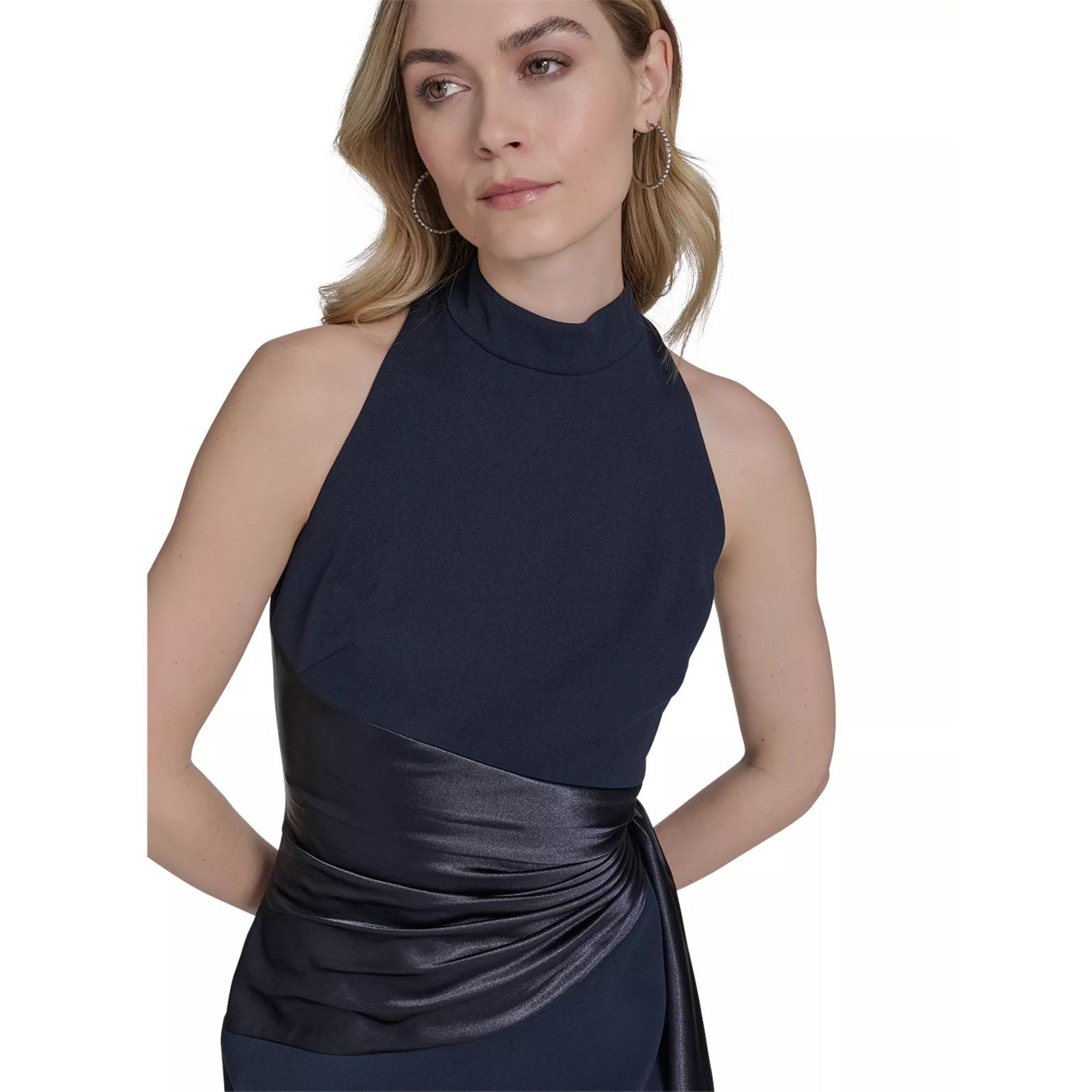 Other Eliza J Women's Waist-Wrap Scuba Sleeveless MIDI - Navy-8 Size M / US 6-8 / IT 42-44 - 3 Thumbnail