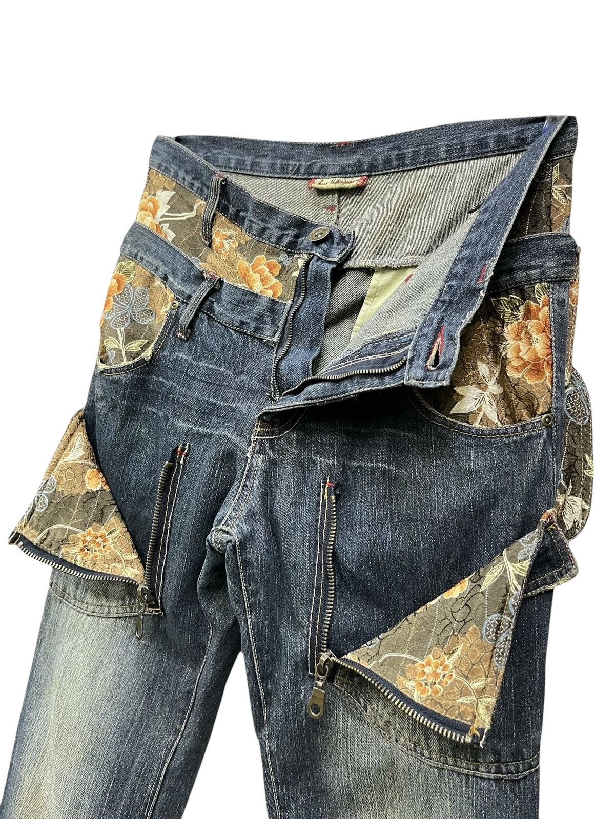 Pure Blue Japan Ultra Rare Gumu Grunge Mudwash Karakuri Sukajan Denim XL Size US 31 - 6 Thumbnail