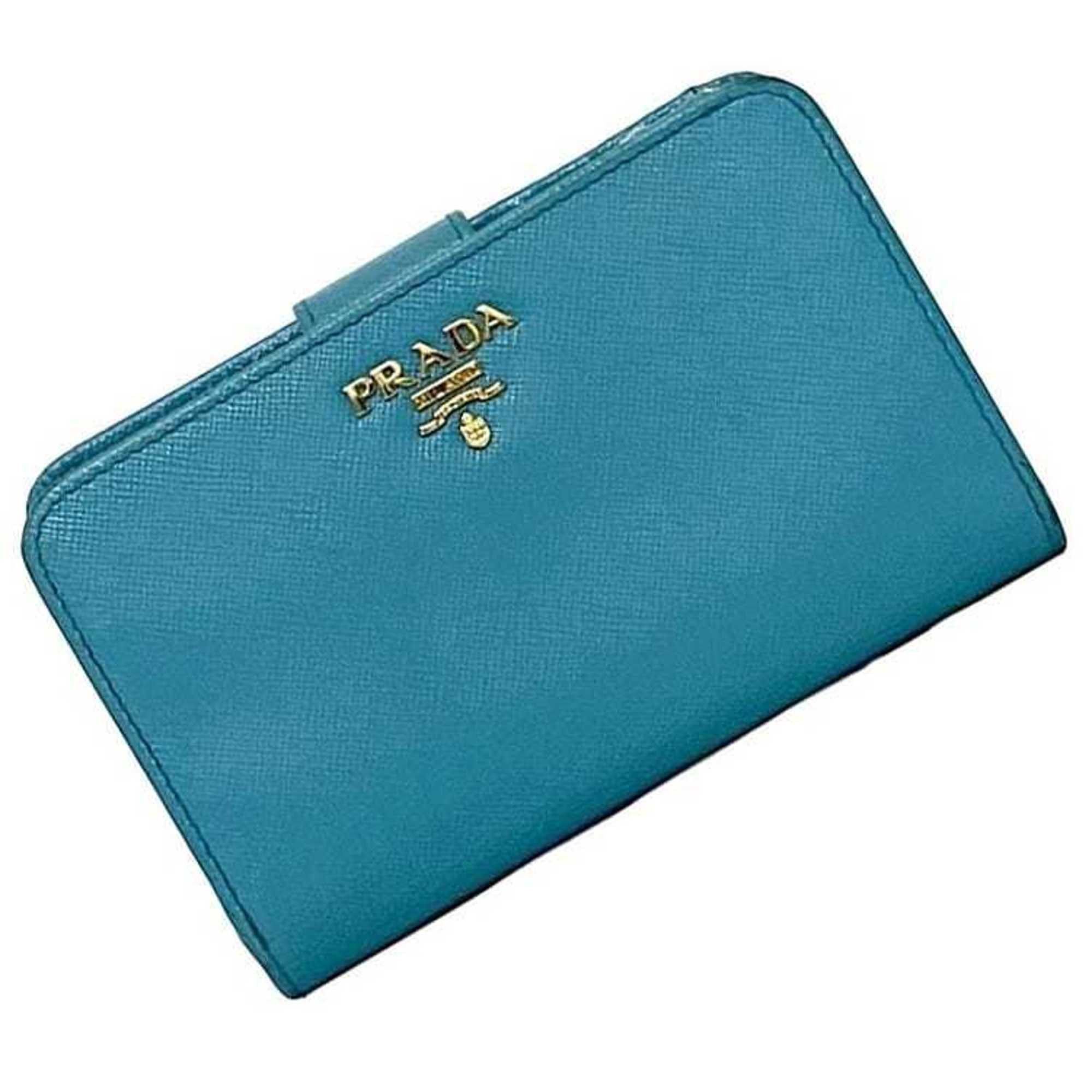 Prada Prada Bi-fold Wallet ec-22727 Light Blue Saffiano