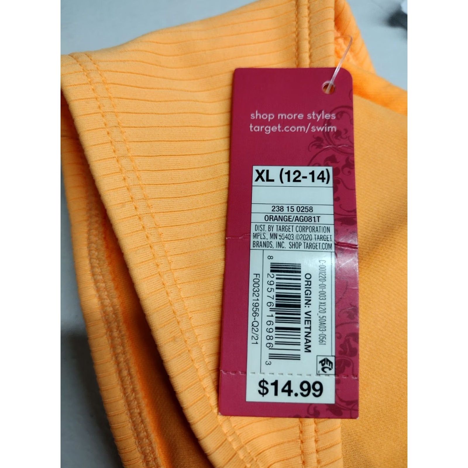 Vintage Xhilaration Women's Bandeau Bikini Top XL Orange Padded Swim Top Strap Solid 12-14 Women's Size XL / US 12-14 / IT 48-50 - 6 Thumbnail