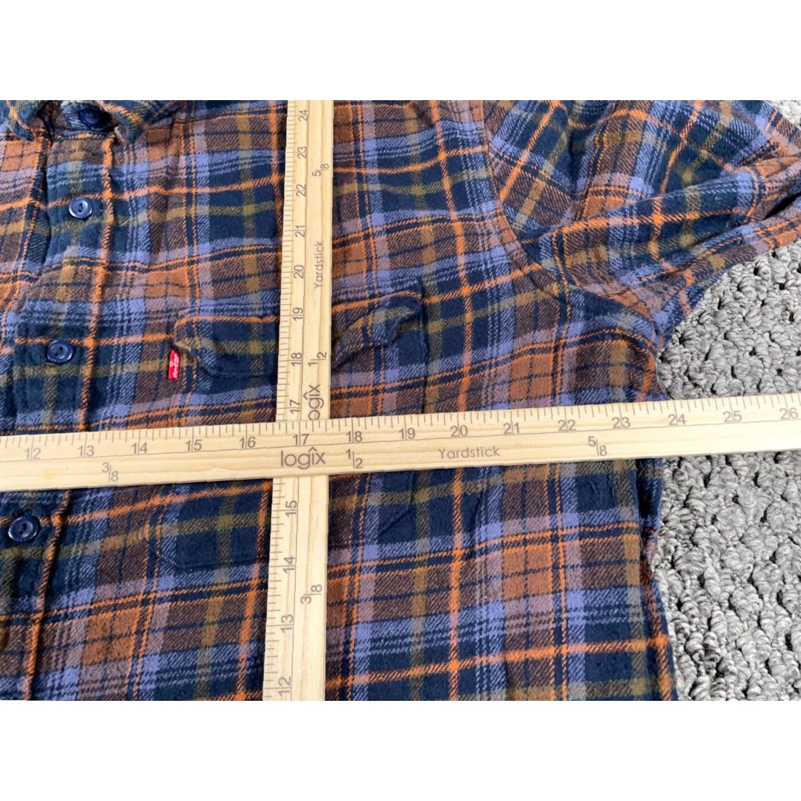 Levi's Levi's Relaxed Fit Flannel Shirt Adult 2XL Brown Blue Plaid Heavyweight Grunge 90s Mens Size US XXL / EU 58 / 5 - 5 Thumbnail