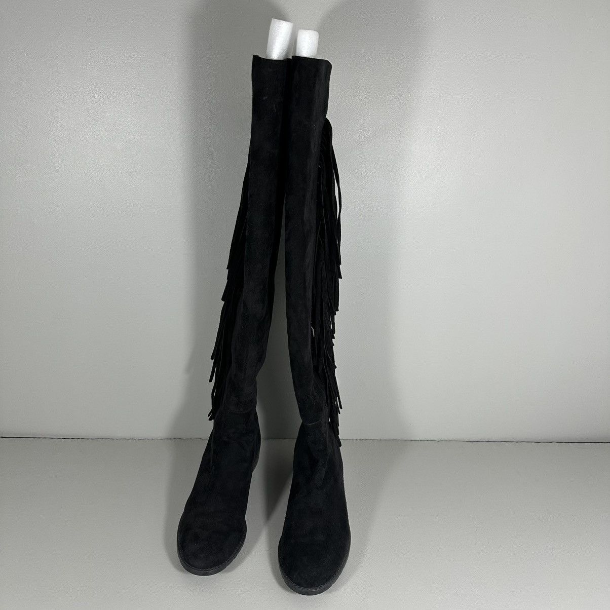 Stuart Weitzman Stuart Weitzman Mane Fringe Black Suede Over-the-Knee Boots Size US 6 / IT 36 - 3 Thumbnail