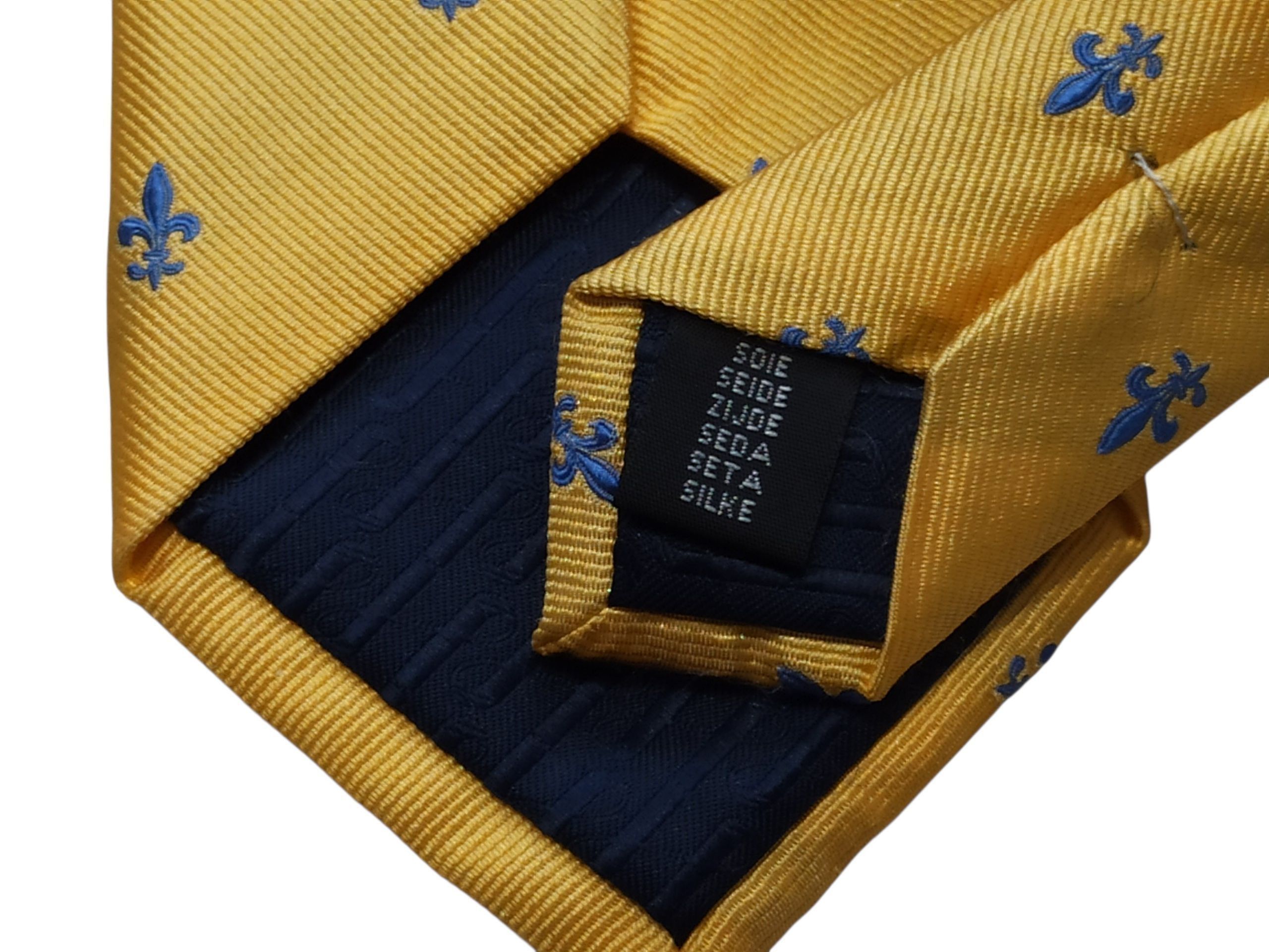 Other Harvie & Hudson London Silk Tie Fleur De Lis Yellow England Size ONE SIZE - 5 Thumbnail
