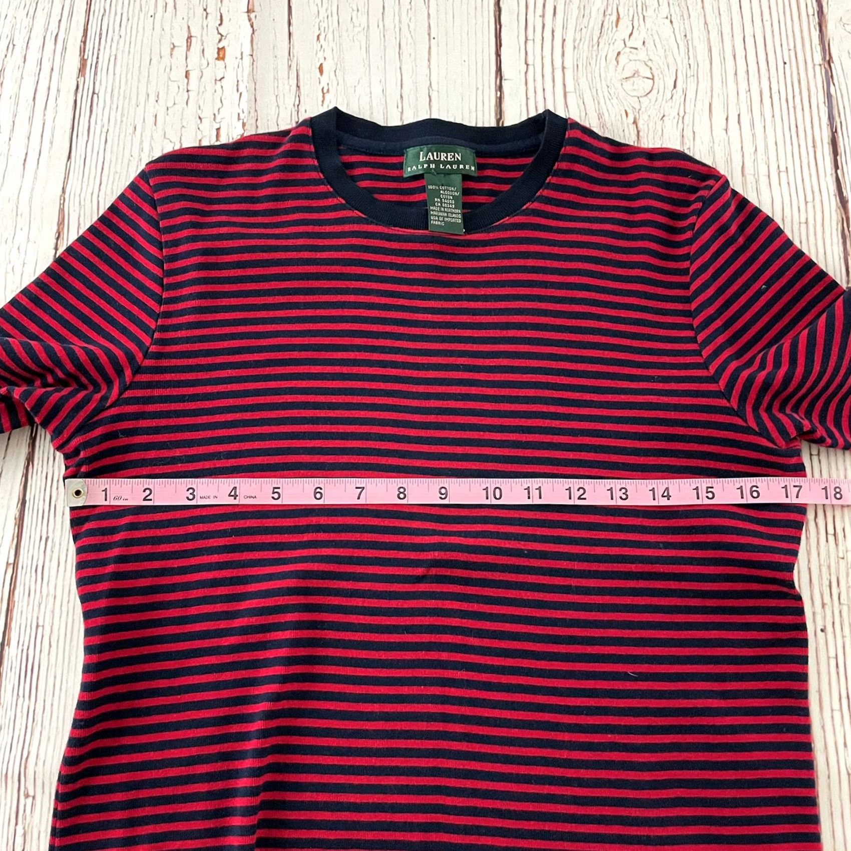 Ralph Lauren Lauren Ralph Lauren Striped Blouse Women's L Blue Red 3/4 Sleeve Cotton Top Size L / US 10 / IT 46 - 5 Thumbnail