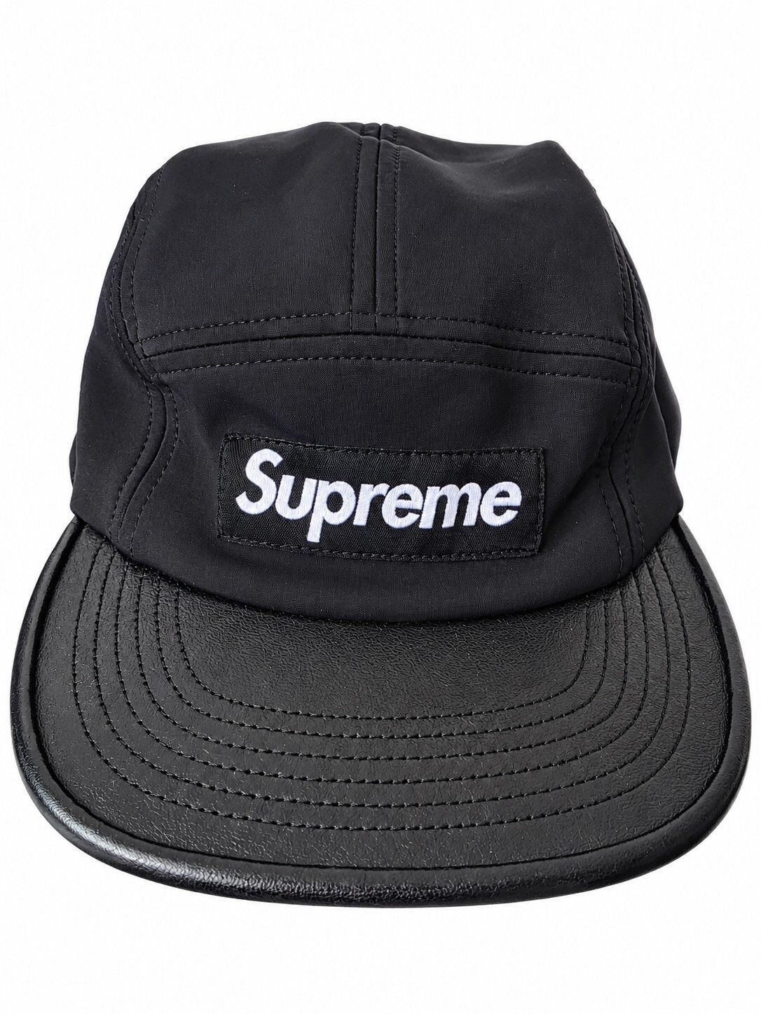 Supreme Supreme Herringbone Leather Camp Cap | Grailed
