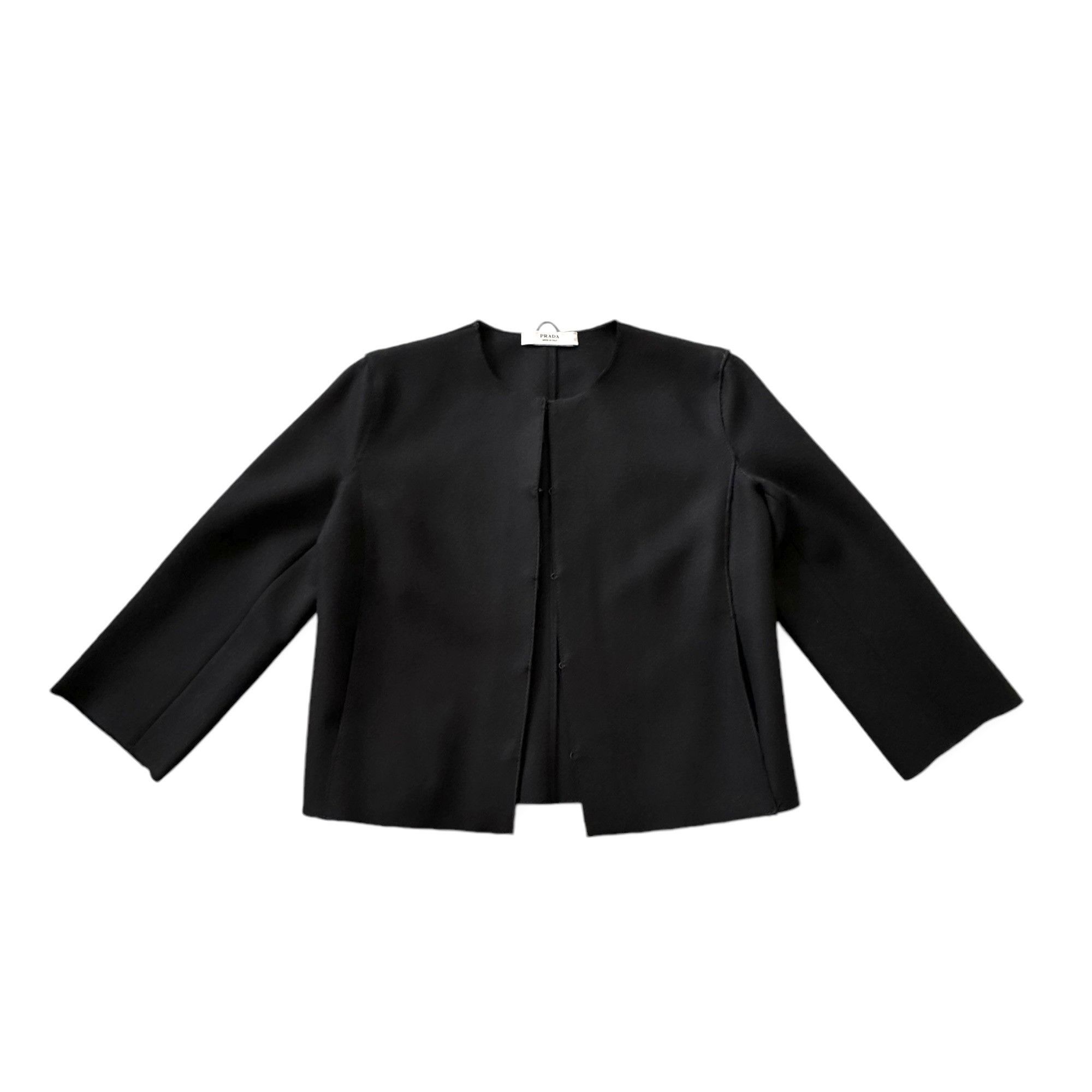 Prada Prada Archival F/W 2005 Runway Black Wool Collarless Jacket Size M / US 6-8 / IT 42-44 - 5 Thumbnail