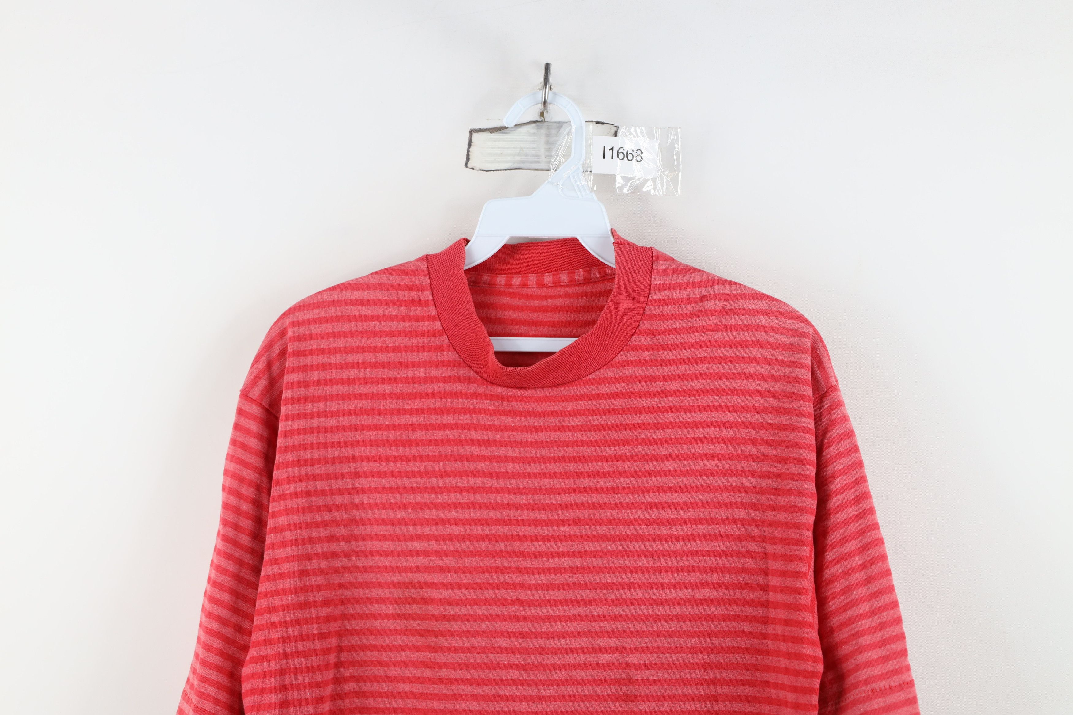 Vintage Vintage 90s Streetwear Striped Short Sleeve T-Shirt Red Pink Size US M / EU 48-50 / 2 - 2 Thumbnail