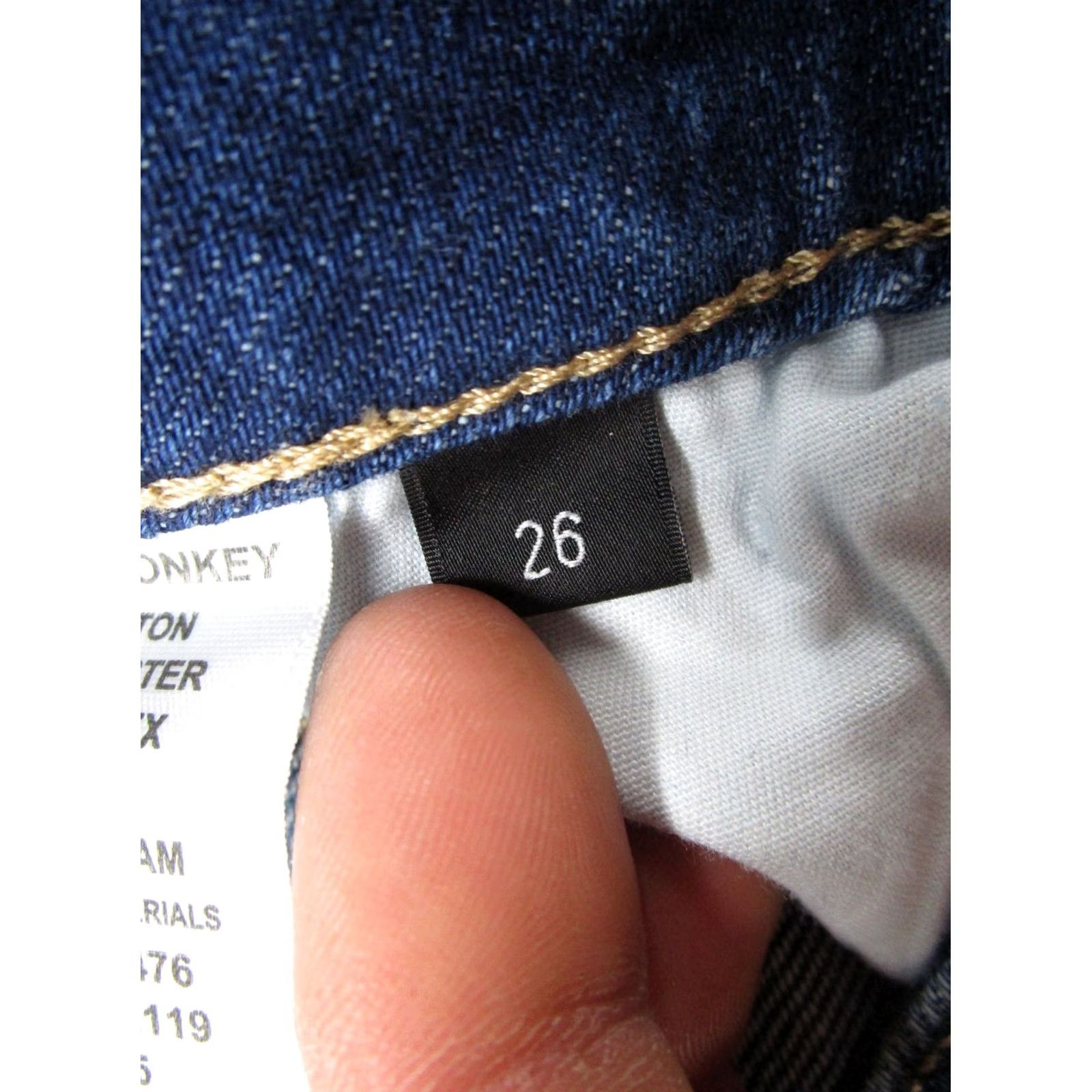 Vintage Flying Monkey Womens Button Fly Blue Skinny Jeans Ankle Size 26 Leather? (Note: Original contains no leather) Size 26" / US 2 / IT 38 - 6 Thumbnail