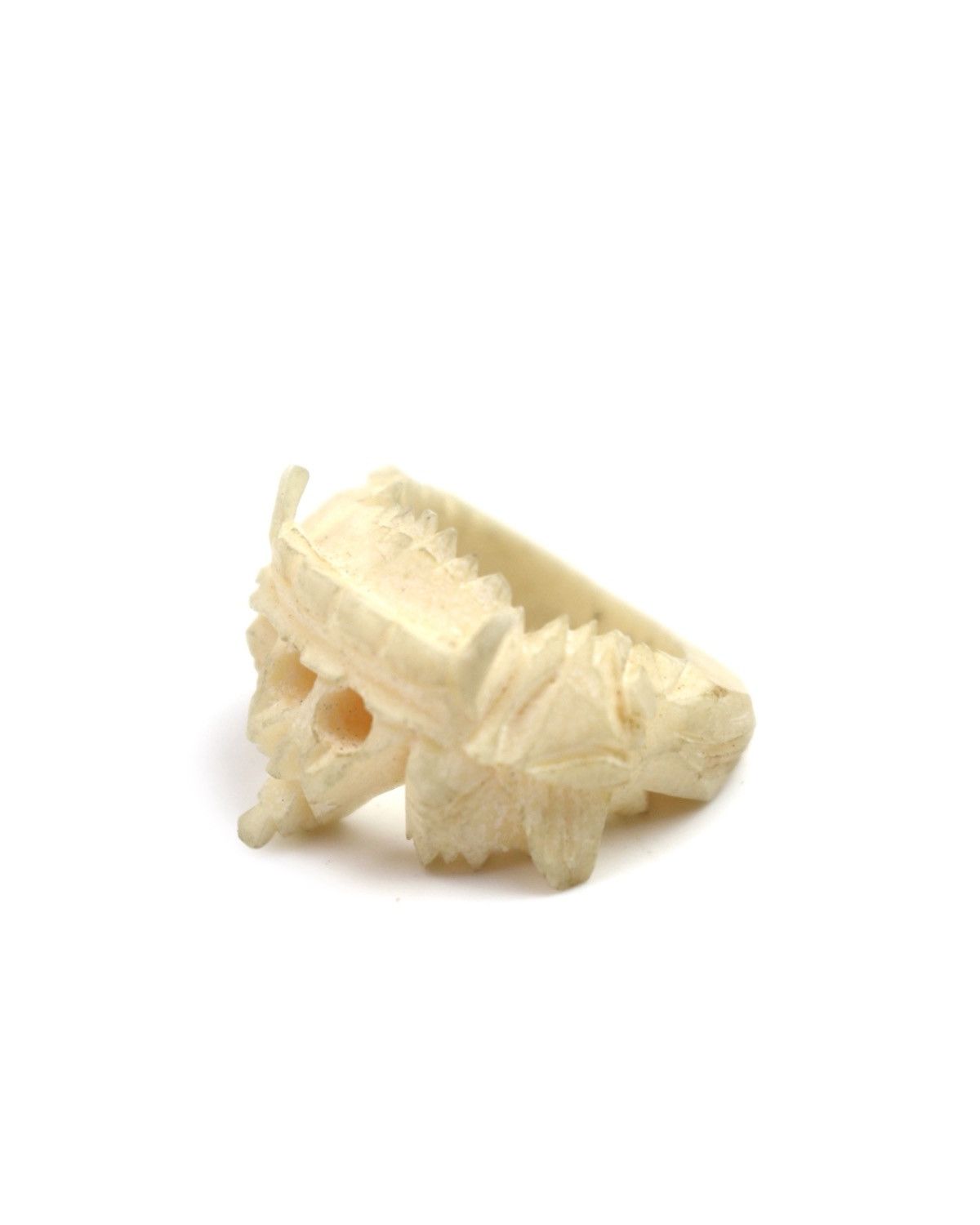 If Six Was Nine 1990S HAND-CARVED FISH BONE SKULL RING Size ONE SIZE - 3 Thumbnail