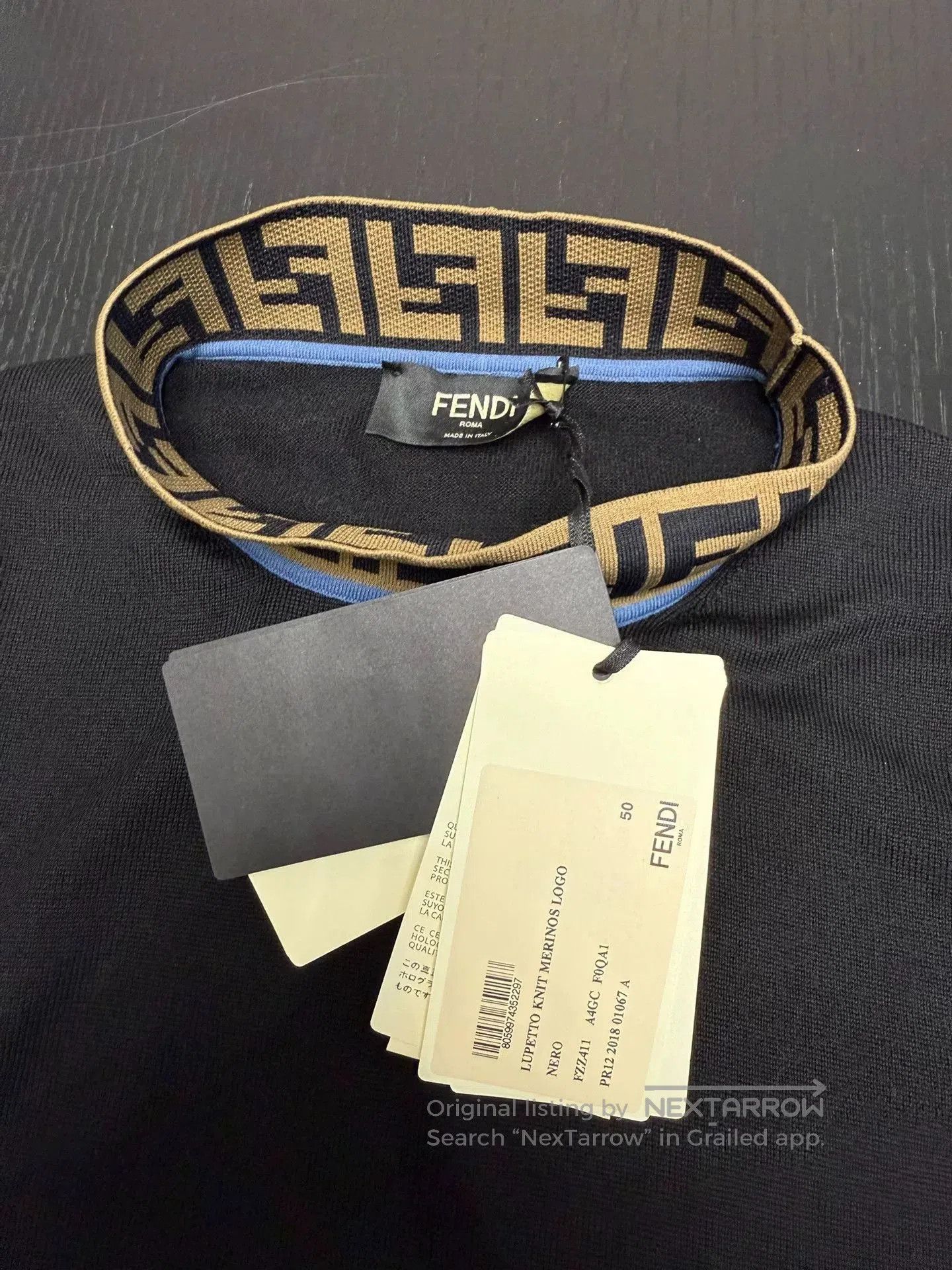 Fendi Fendi Black Wool Pullover with Logo Design. Size US L / EU 52-54 / 3 - 3 Thumbnail