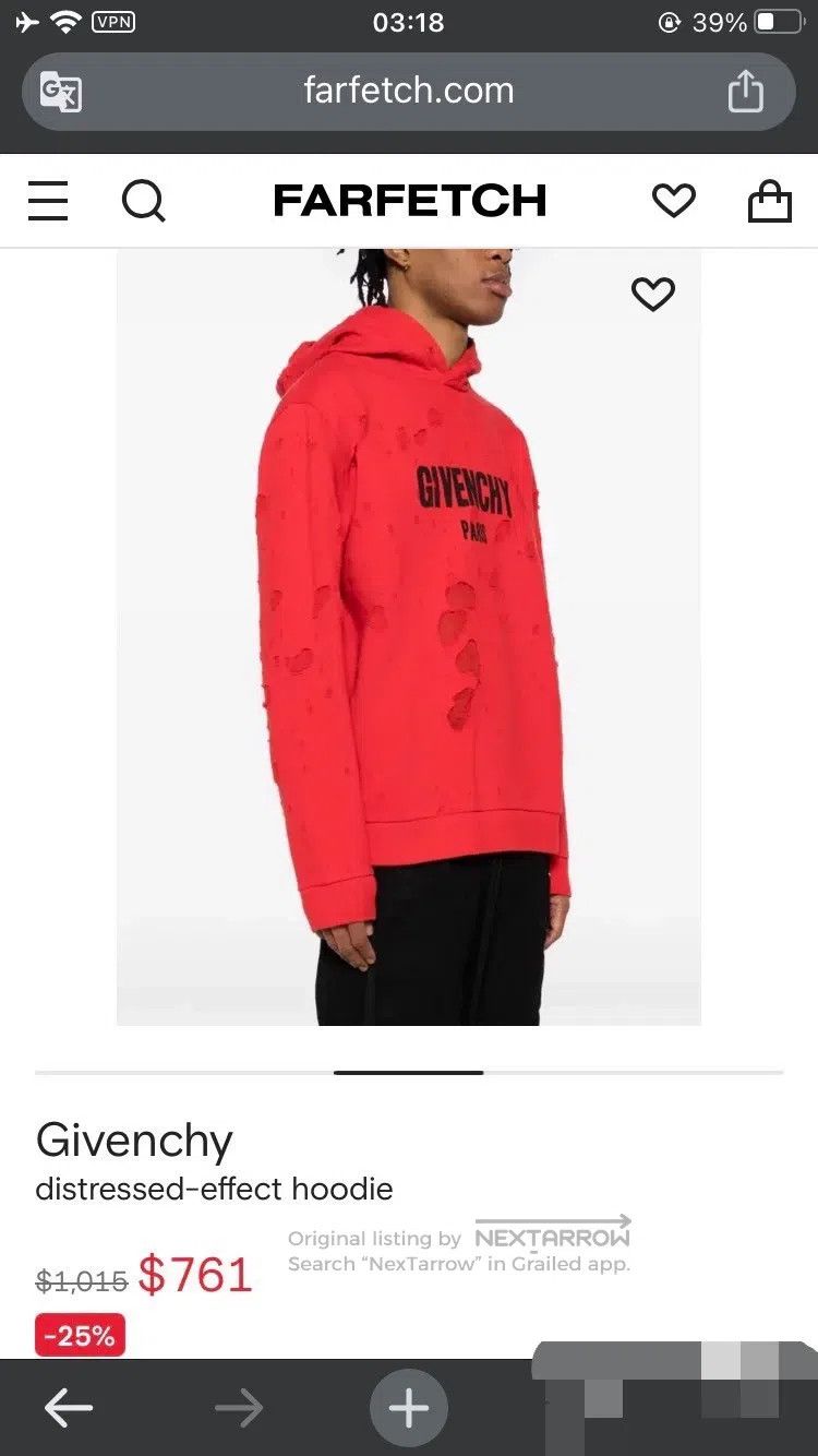 Givenchy Givenchy Rinse Washed Destroyed Hoodie / Hooded Sweatshirt Size US XS / EU 42 / 0 - 9 Thumbnail