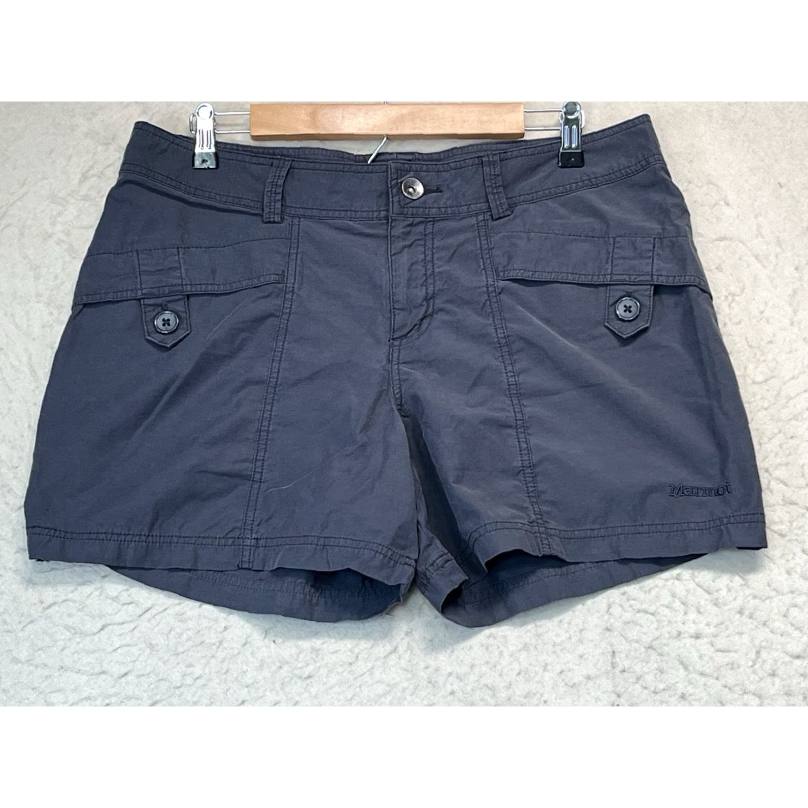 Marmot Marmot Shorts Women Regular Size 12 Charcoal Gray Lightweight Nylon Polyester Elastane Outdoor Hiking Cross Training Chino Pockets Logo VINTAGE No Size 34" / US 12 / IT 48 - 2 Thumbnail