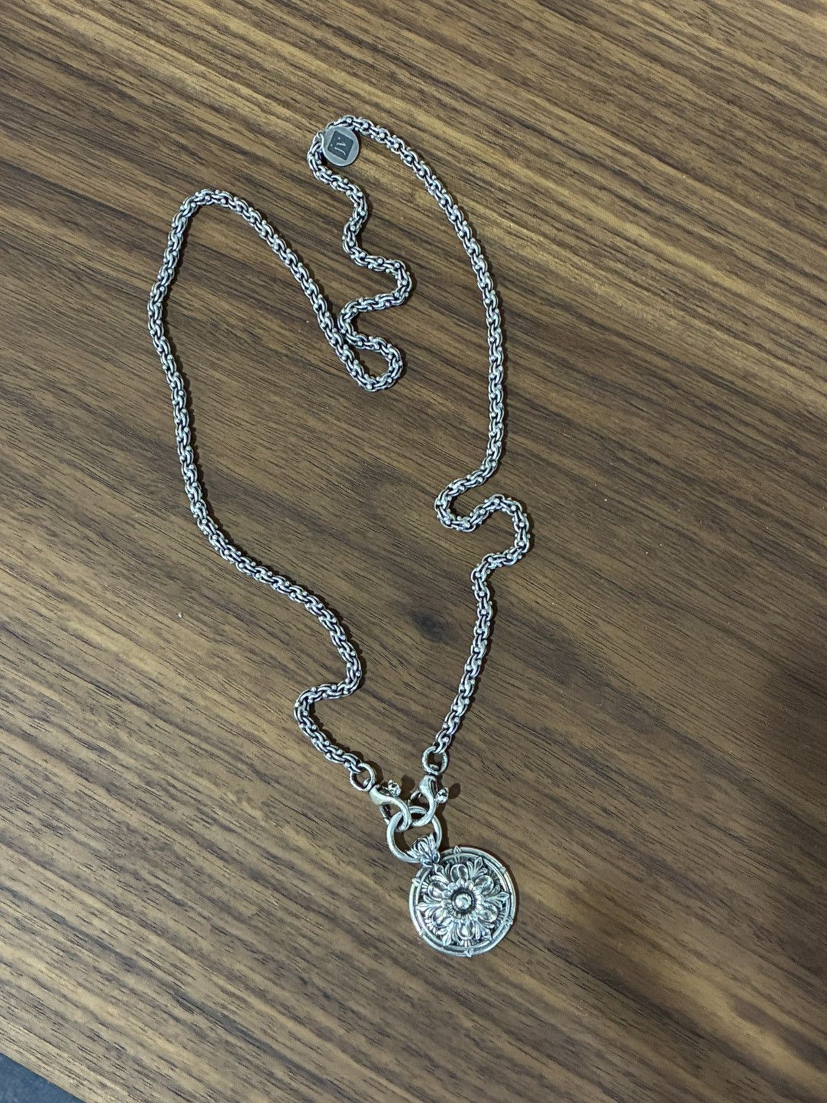 John Varvatos Sterling Silver Floral Pendant Necklace. Size ONE SIZE - 9 Thumbnail