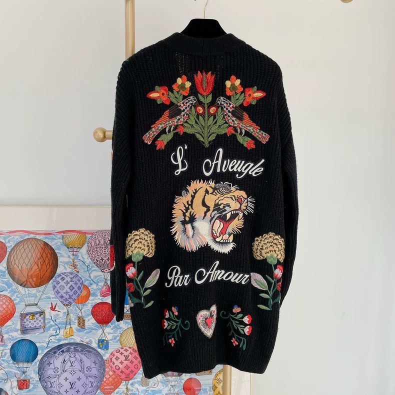Gucci Gucci Heavy industry jacquad embroidery knitted cardigan ja Size S / US 4 / IT 40 - 2 Thumbnail