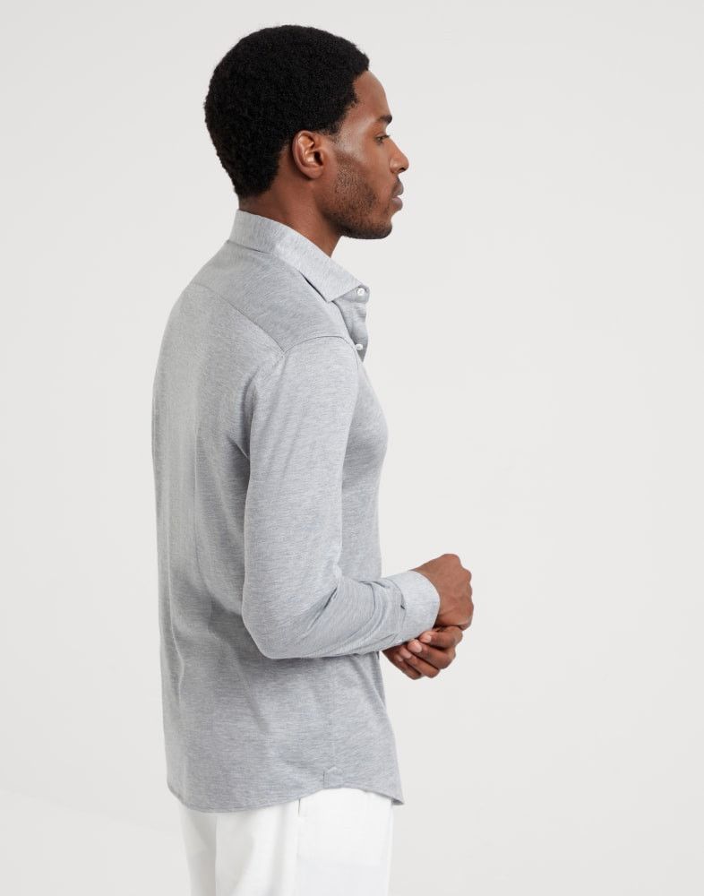 Brunello Cucinelli o1w1db10825 Silk-Cotton Blend Shirt in Grey Size US L / EU 52-54 / 3 - 4 Thumbnail