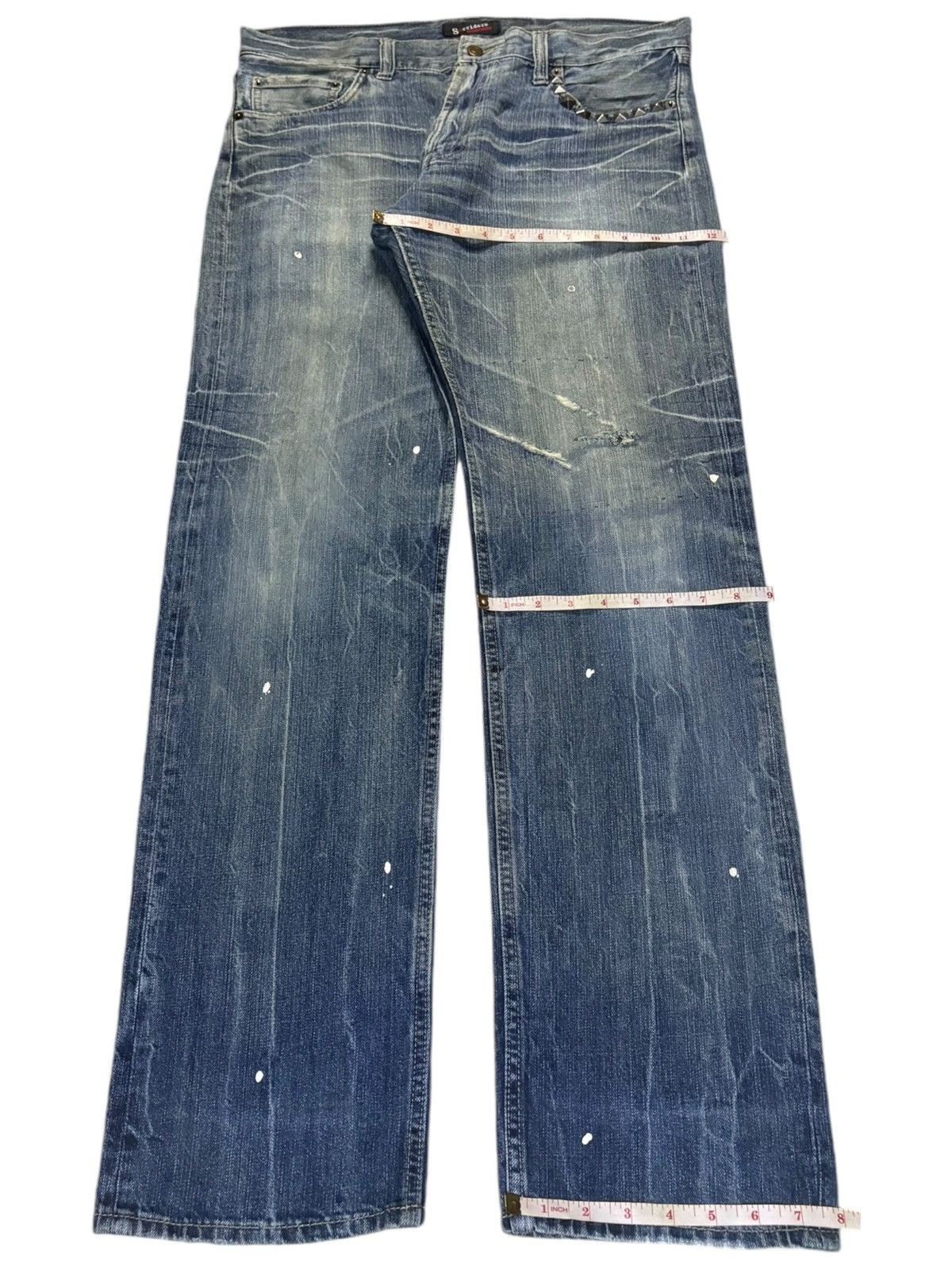 Yoshiyuki Konishi Vintage Japanese Brand Studded Mud Wash Painted Loose Jeans Size US 36 / EU 52 - 13 Thumbnail