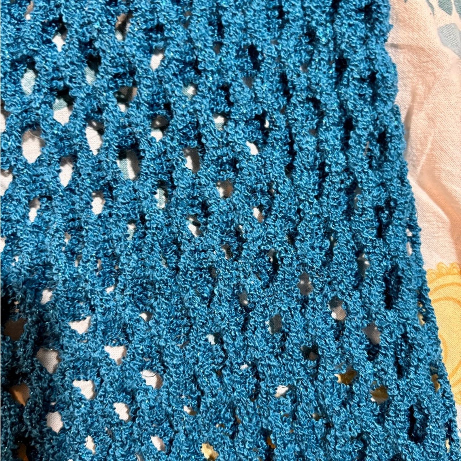 Anthropologie Blue Crochet Maxi Dress Size S / US 4 / IT 40 - 4 Thumbnail