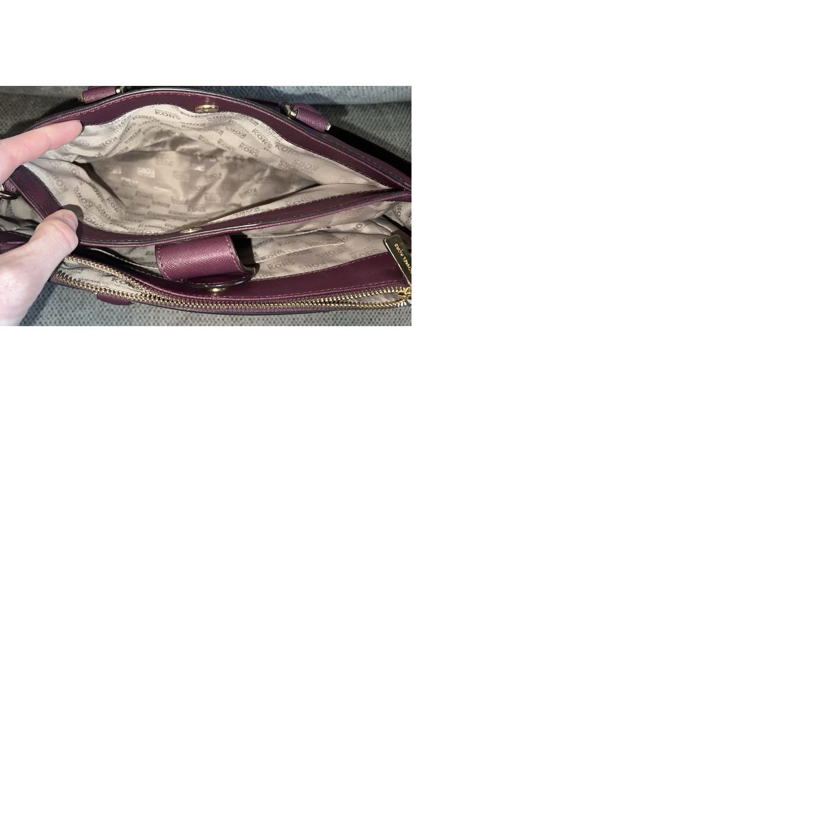 Michael Kors MICHAEL KORS Medium Kellen Saffiano Bag Burgundy Plum Leather Satchel Womens Size ONE SIZE - 9 Thumbnail