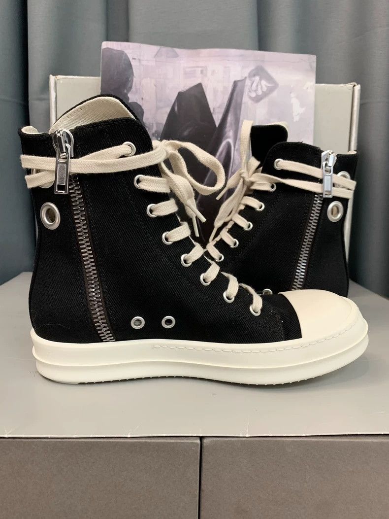 Rick Owens Rick Owens Black and white high-top canvas sneakers Size US 10 / EU 43 - 5 Thumbnail