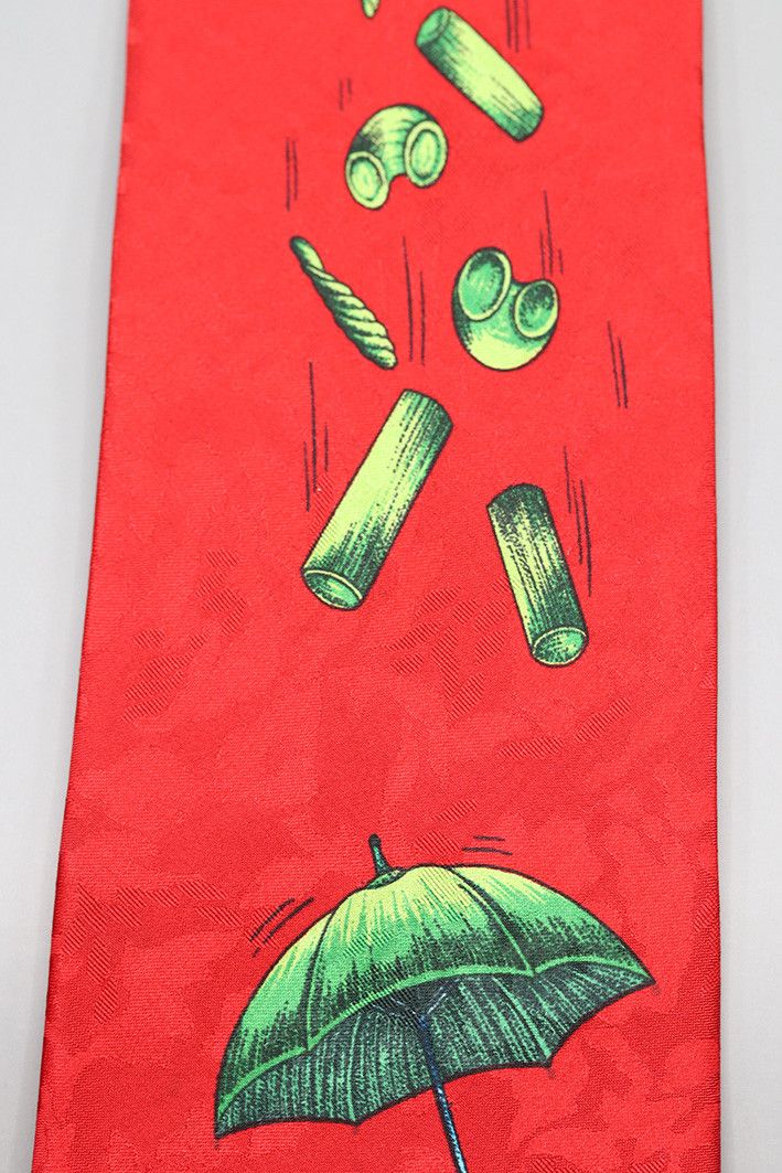 Other Gino Pilati Red Silk Tie with Harlequin Umbrella Print Size ONE SIZE - 7 Thumbnail