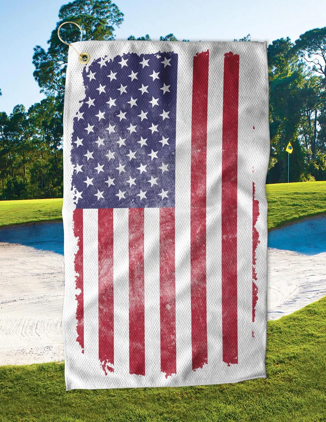 Designer Patriotic Golf Towels American Flag Design 4th of July Gift Size ONE SIZE - 1 Thumbnail