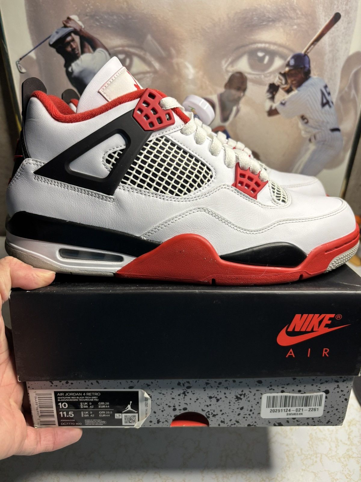 Jordan Brand Jordan Retro 4 “Fire Red” 2020 Size US 10 / EU 43 - 1 Thumbnail