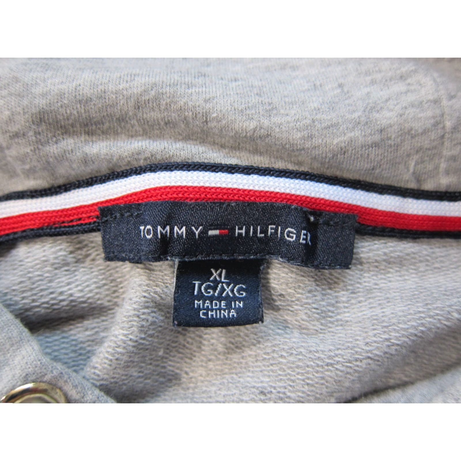 Tommy Hilfiger Tommy Hilfiger Grey Red Cotton Stretch Logo Pocket Hooded Sweatshirt Women XL Size XL / US 12-14 / IT 48-50 - 3 Thumbnail